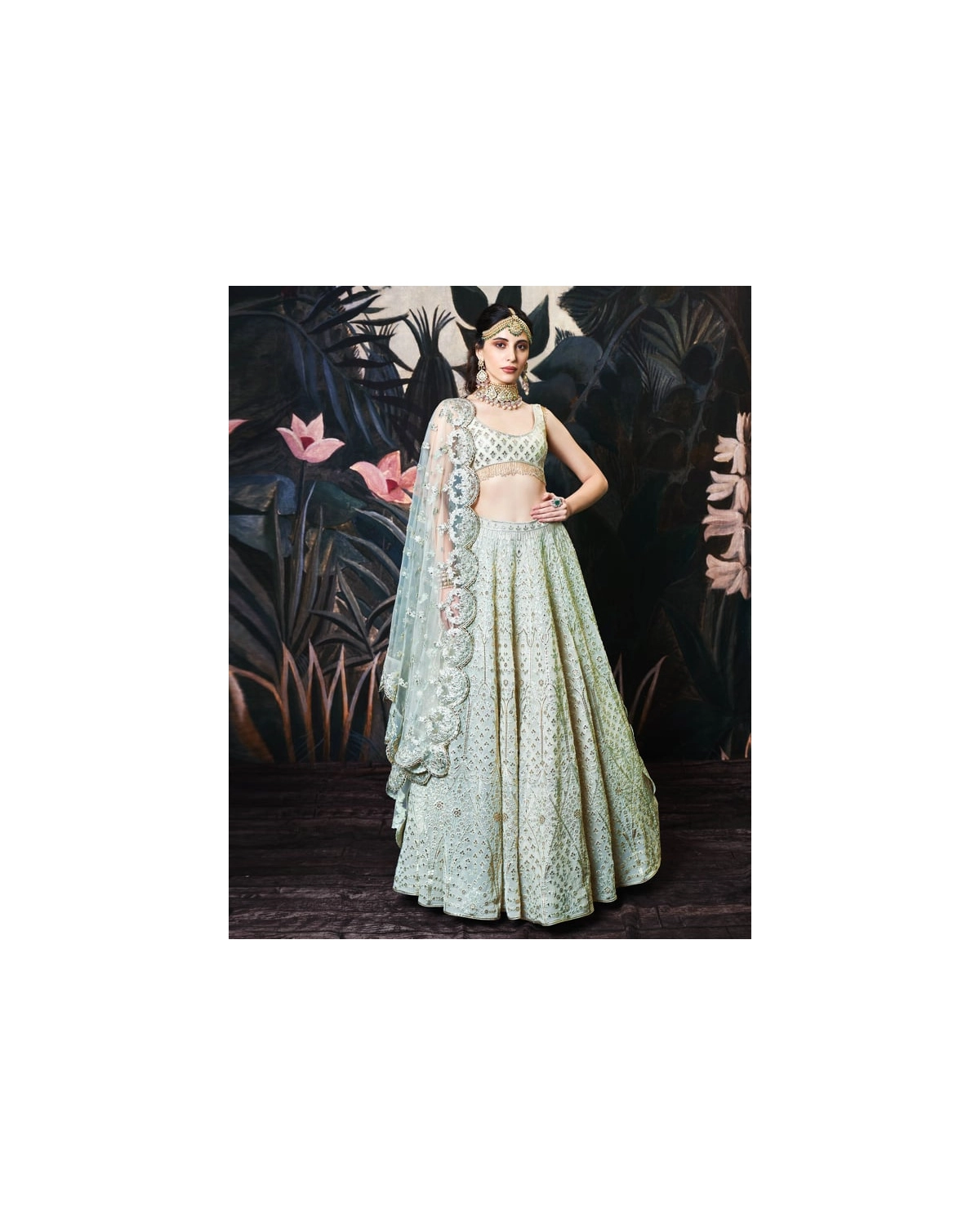 Olivia Light Green Georgette Lehenga Set
