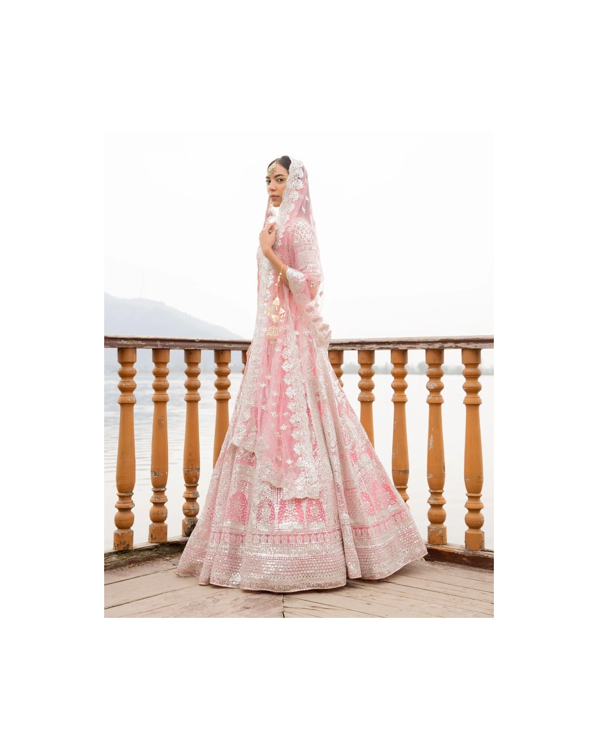 Anaya Conch Shell Pink Lehenga Set With Chrome Applique