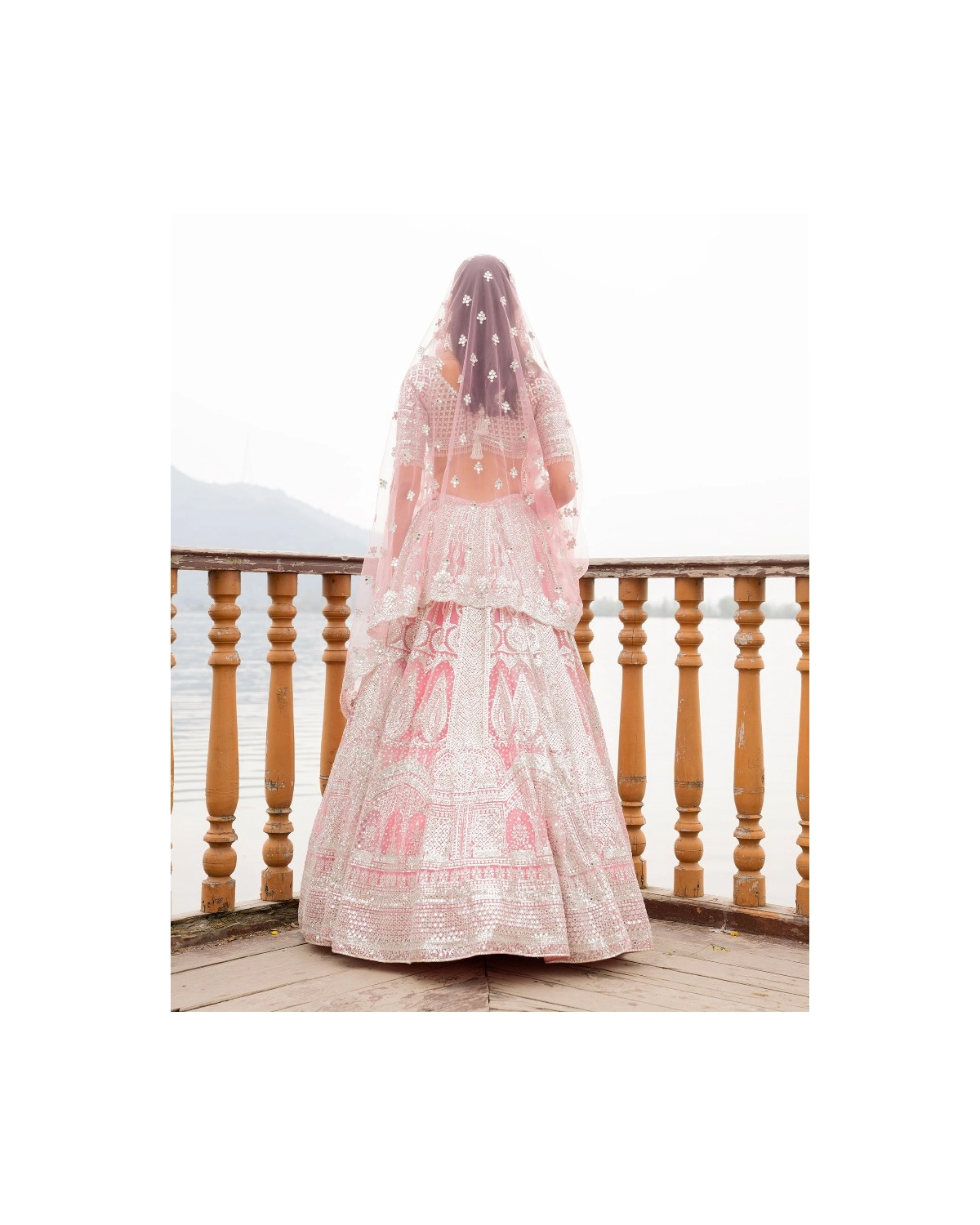 Anaya Conch Shell Pink Lehenga Set With Chrome Applique