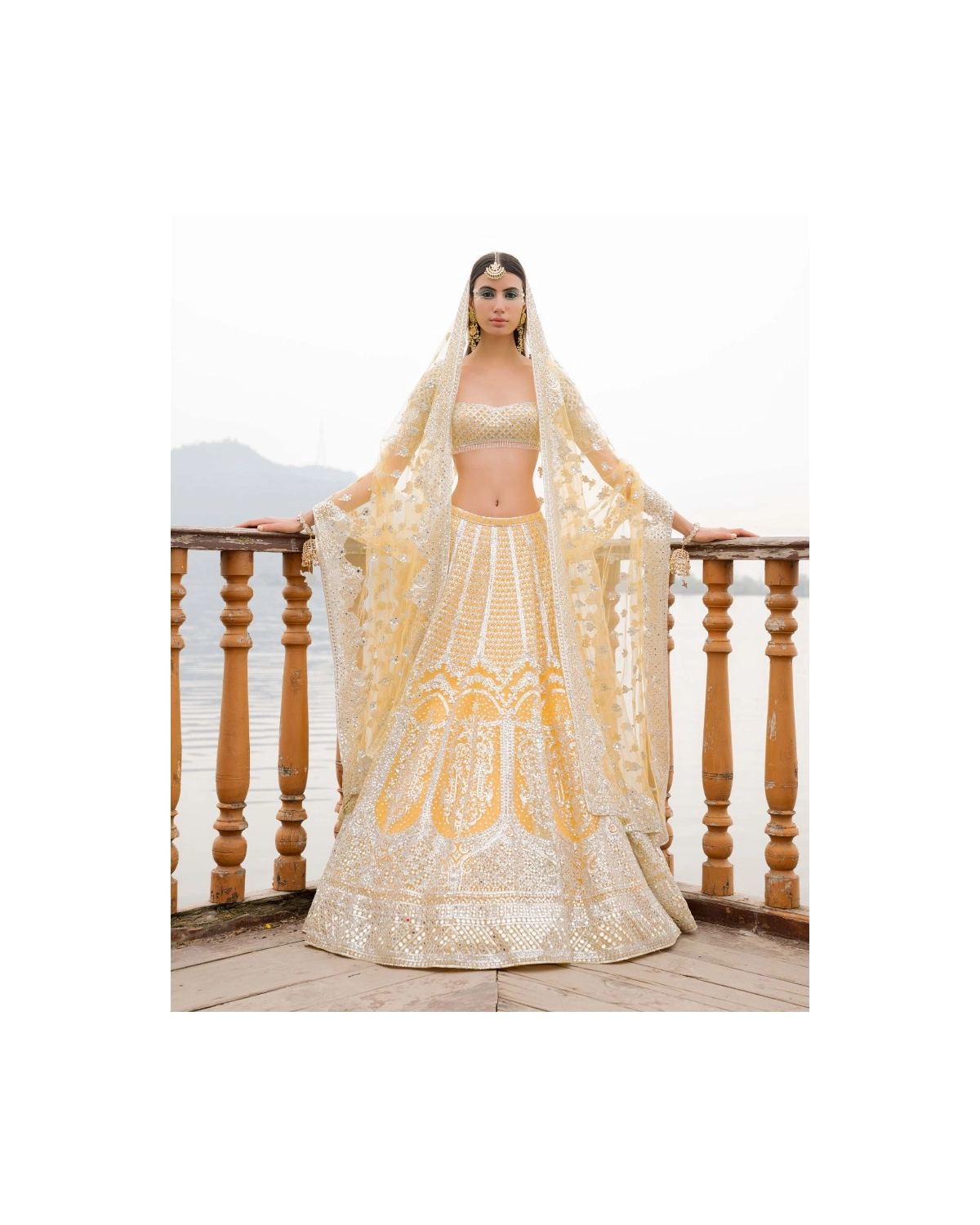 Amira Mimosa Yellow Lehenga Set With Chrome Applique