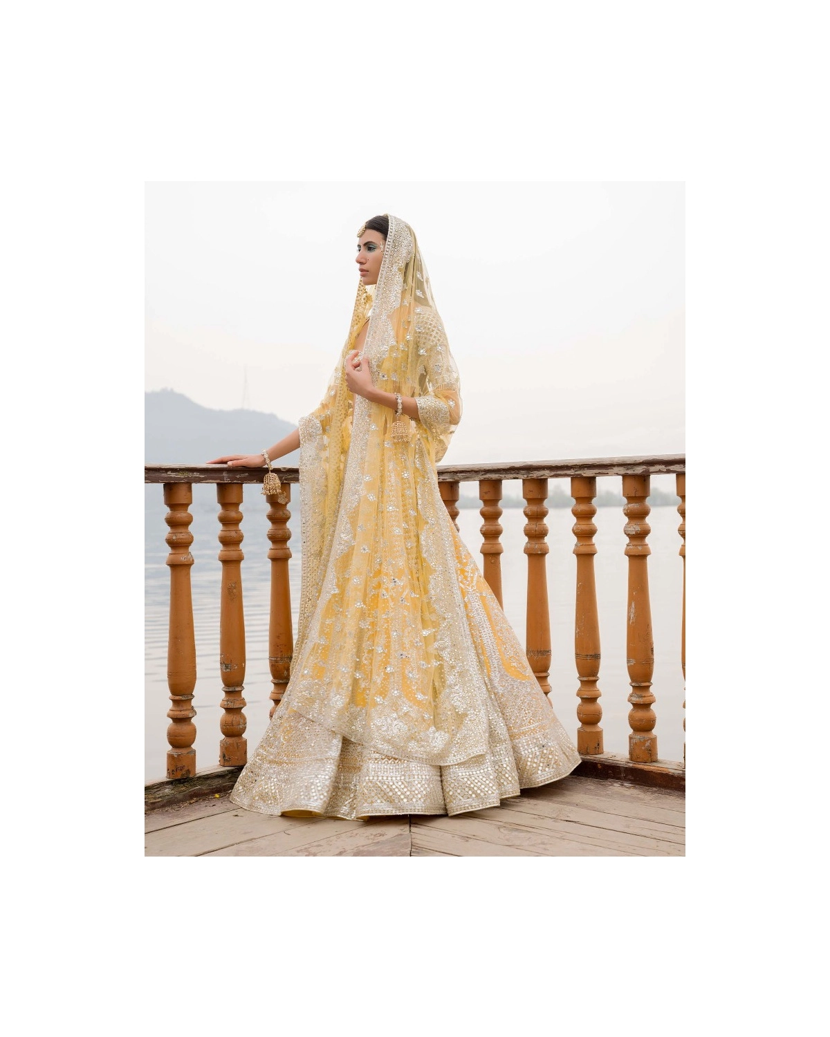 Amira Mimosa Yellow Lehenga Set With Chrome Applique