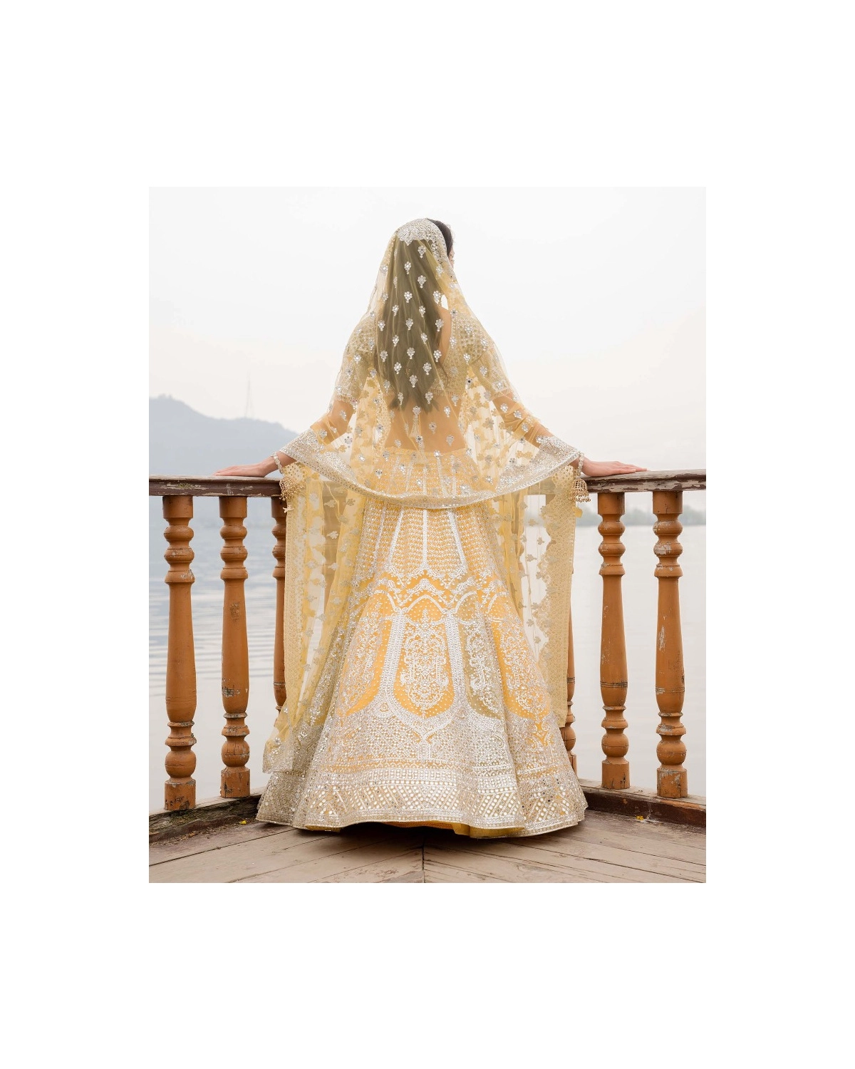 Amira Mimosa Yellow Lehenga Set With Chrome Applique