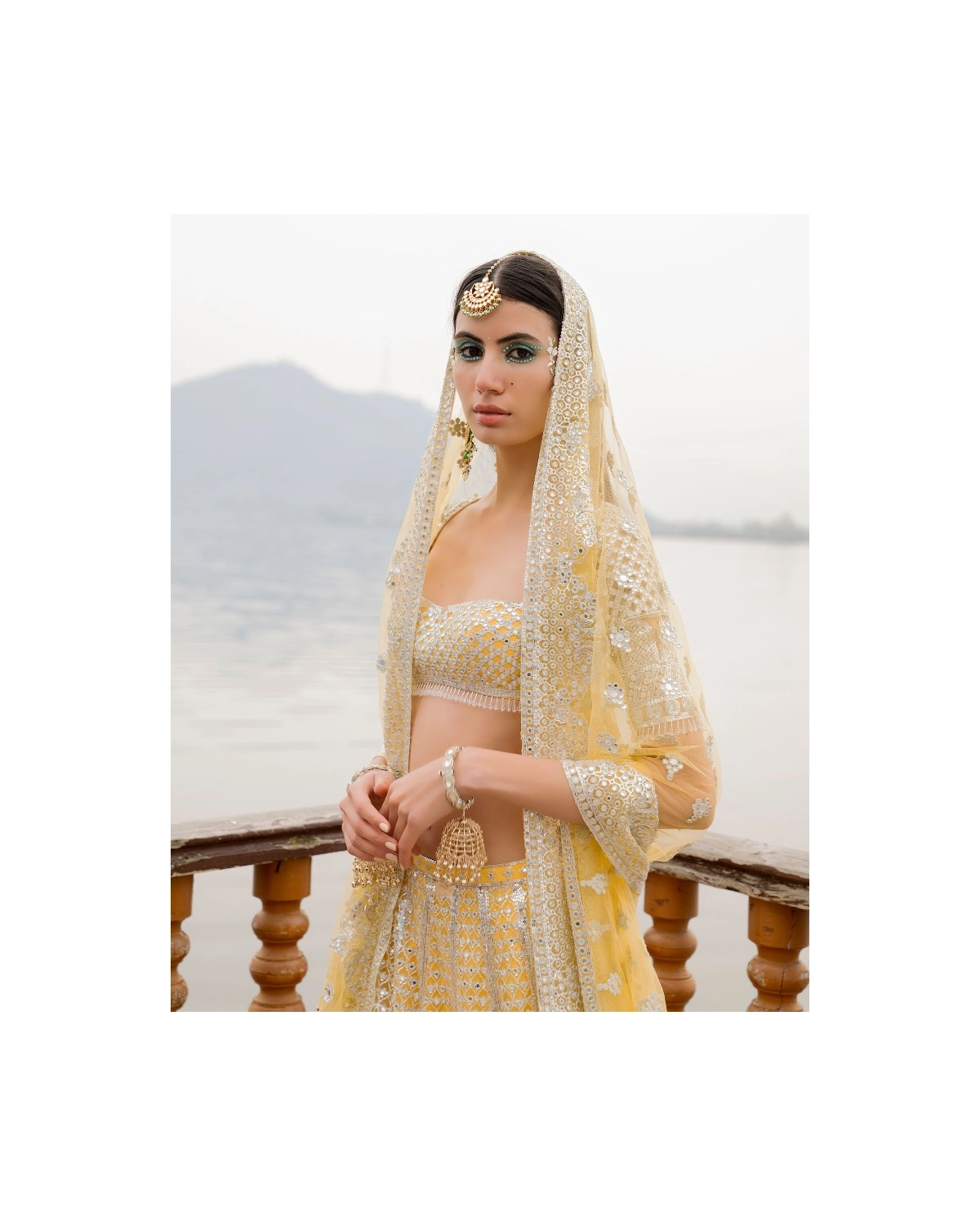 Amira Mimosa Yellow Lehenga Set With Chrome Applique