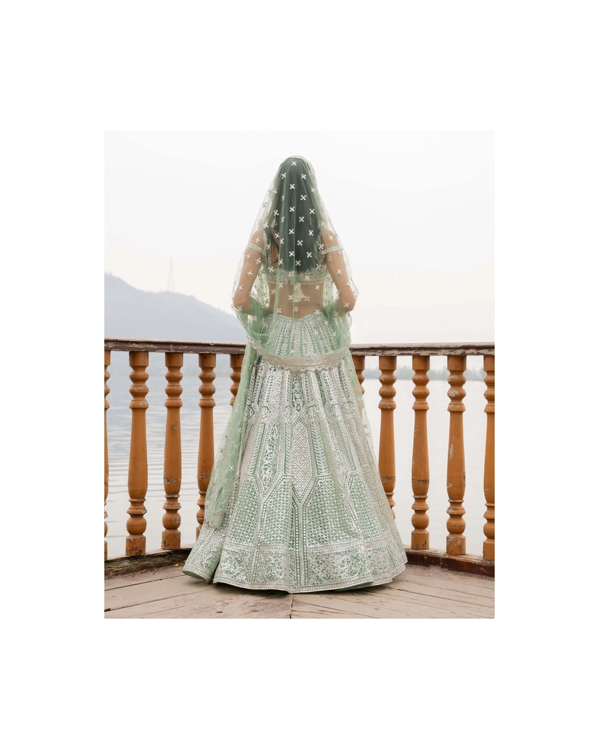 Amber Pastel Green Lehenga Set With Chrome Applique