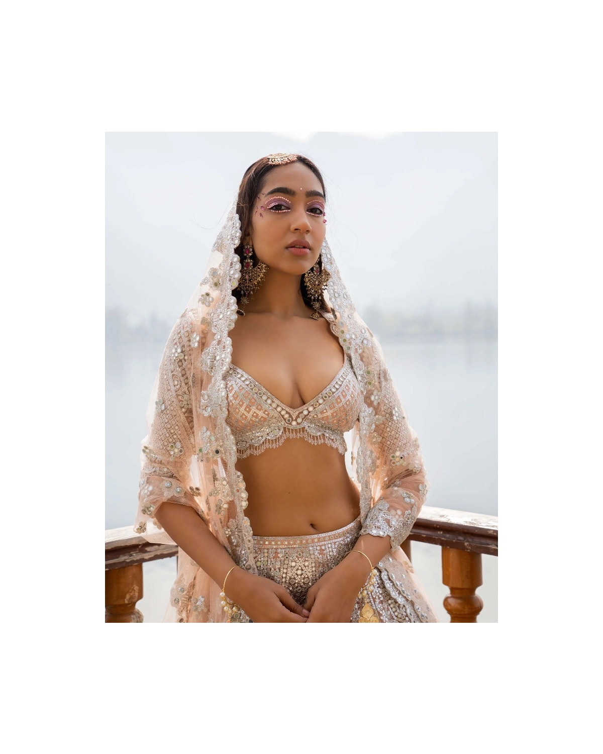 Anika Light Mocha Lehenga Set With Traditional Motifs
