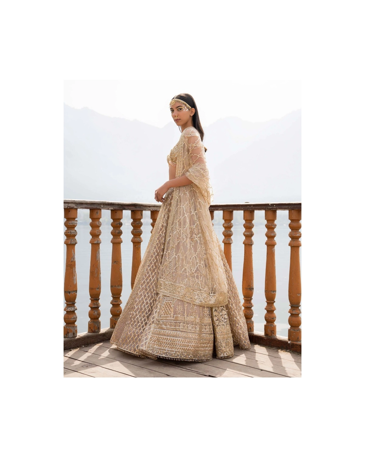 Ally Light Beige Lehenga Set With Geometric Motifs