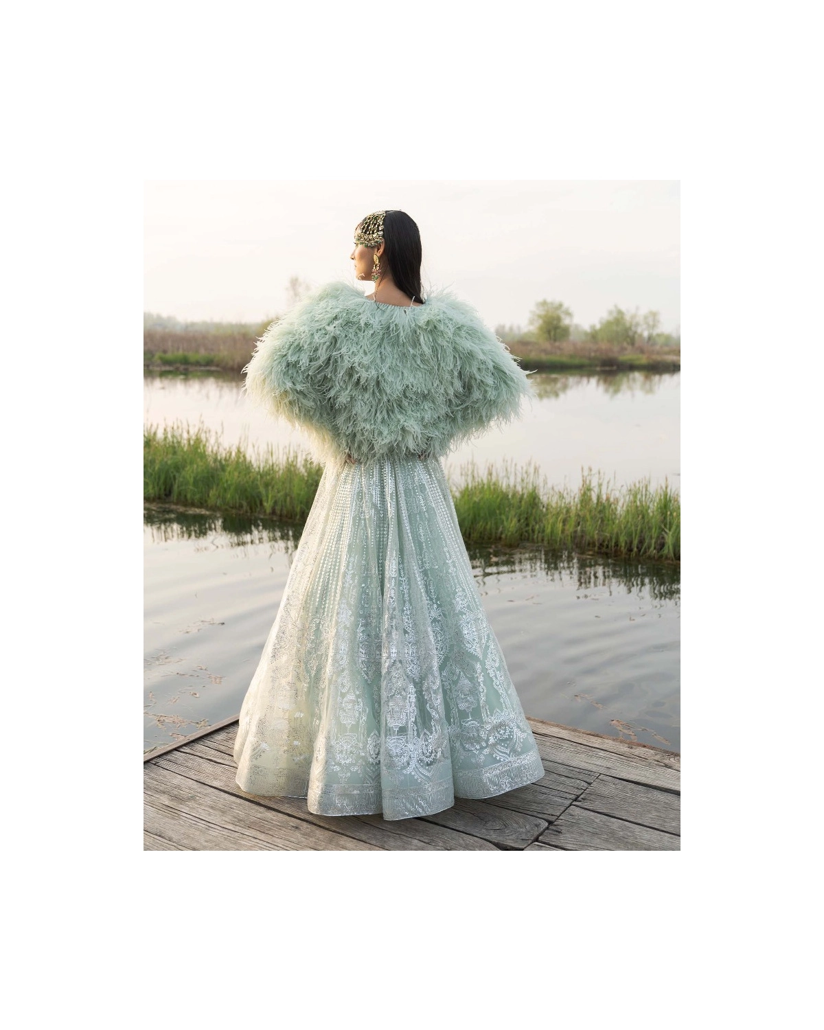 Aiyana Peppermint Green Lehenga Set With Sequins And Tassels