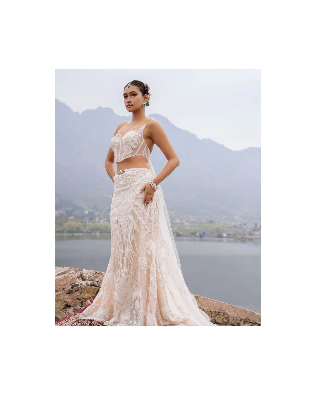 Cassandra Ivory Lehenga Set With Intricate Floral Motifs