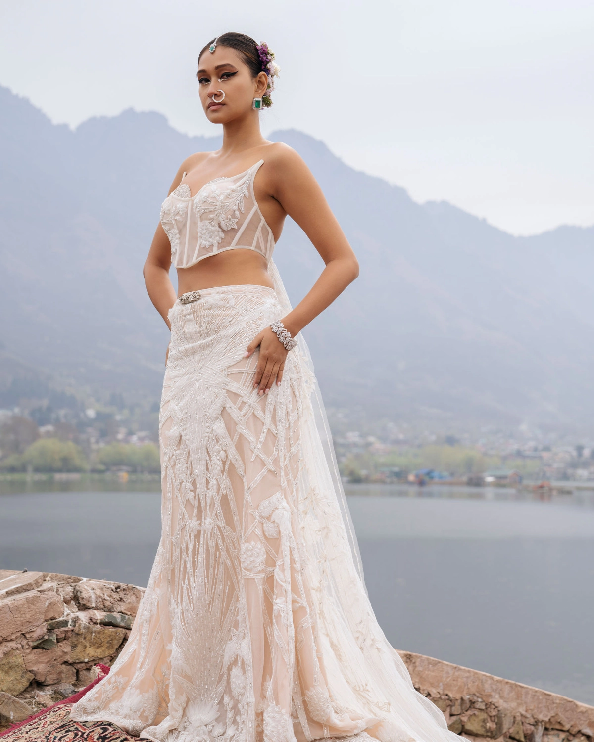 Cassandra Ivory Lehenga Set With Intricate Floral Motifs