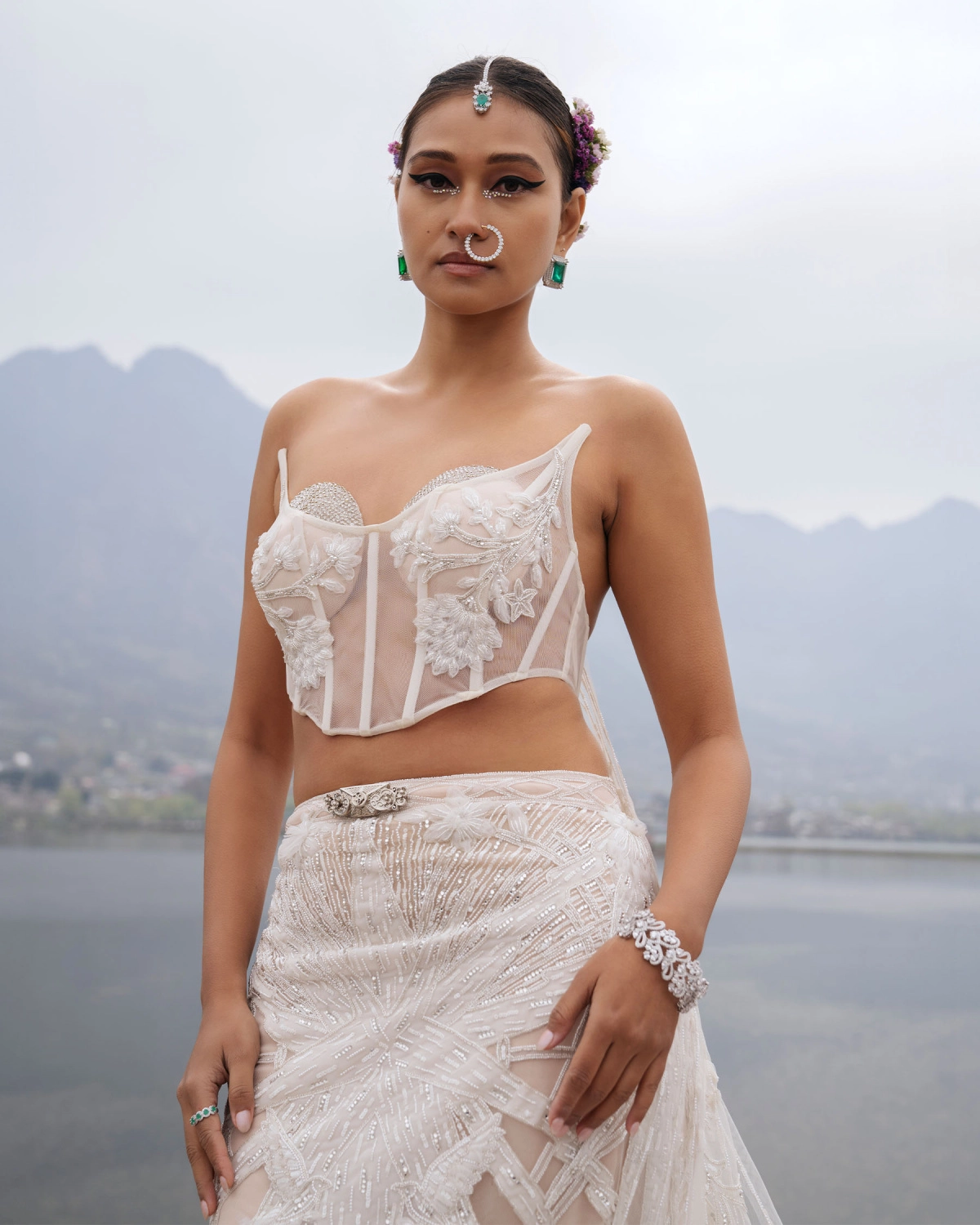 Cassandra Ivory Lehenga Set With Intricate Floral Motifs