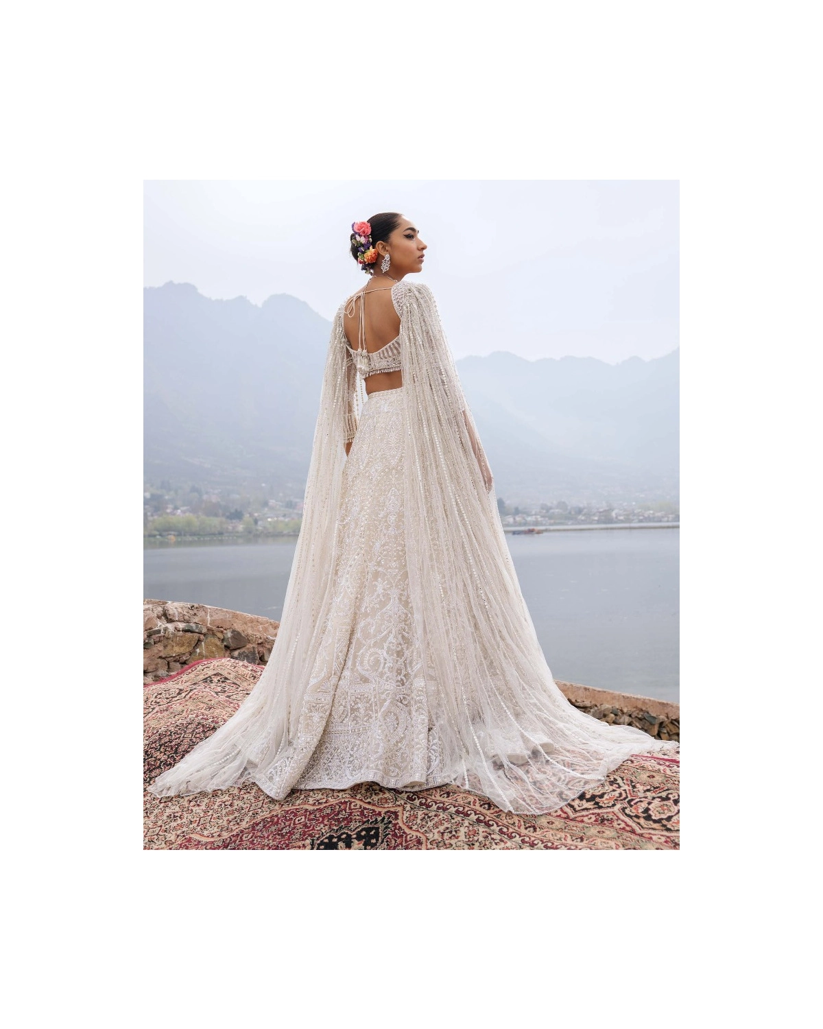 Cordelia Ivory Lehenga Set With Pearl And Crystal Details