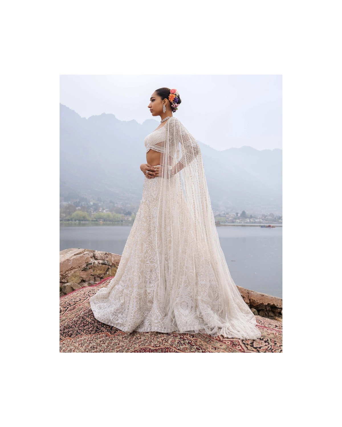 Cordelia Ivory Lehenga Set With Pearl And Crystal Details