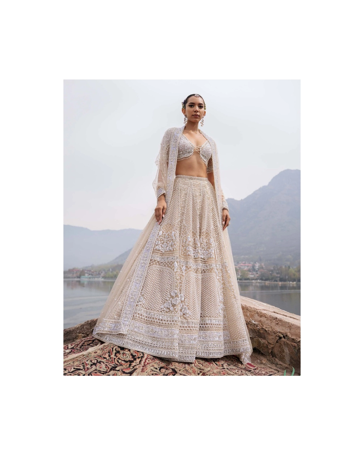 Coralina Ivory Lehenga Set With Intricate Threadwork