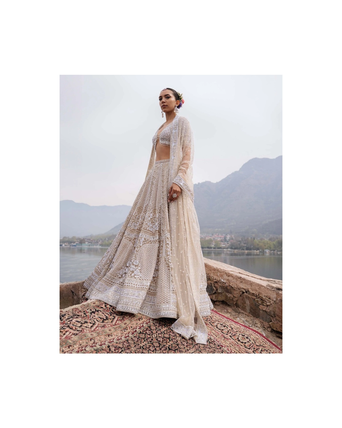 Coralina Ivory Lehenga Set With Intricate Threadwork