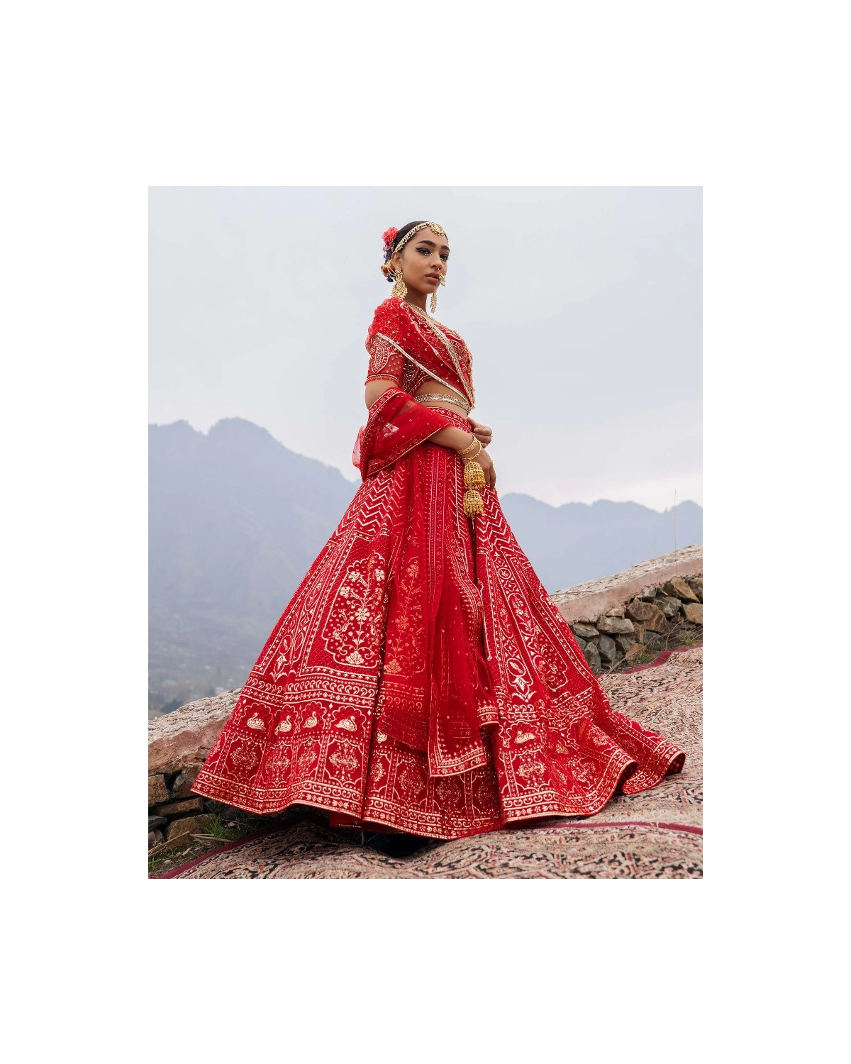 Emerie Faded Peach-based, Silver Lehenga Set With Intricate Threadwork