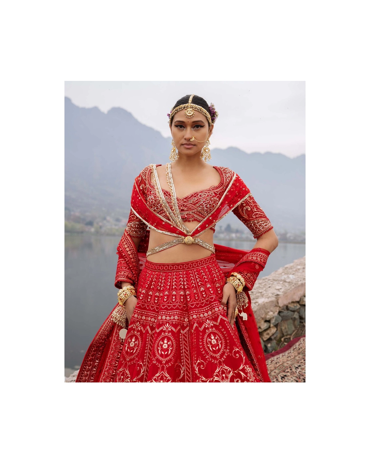 Ellison Red Lehenga Set Featuring Regal And Floral Motifs