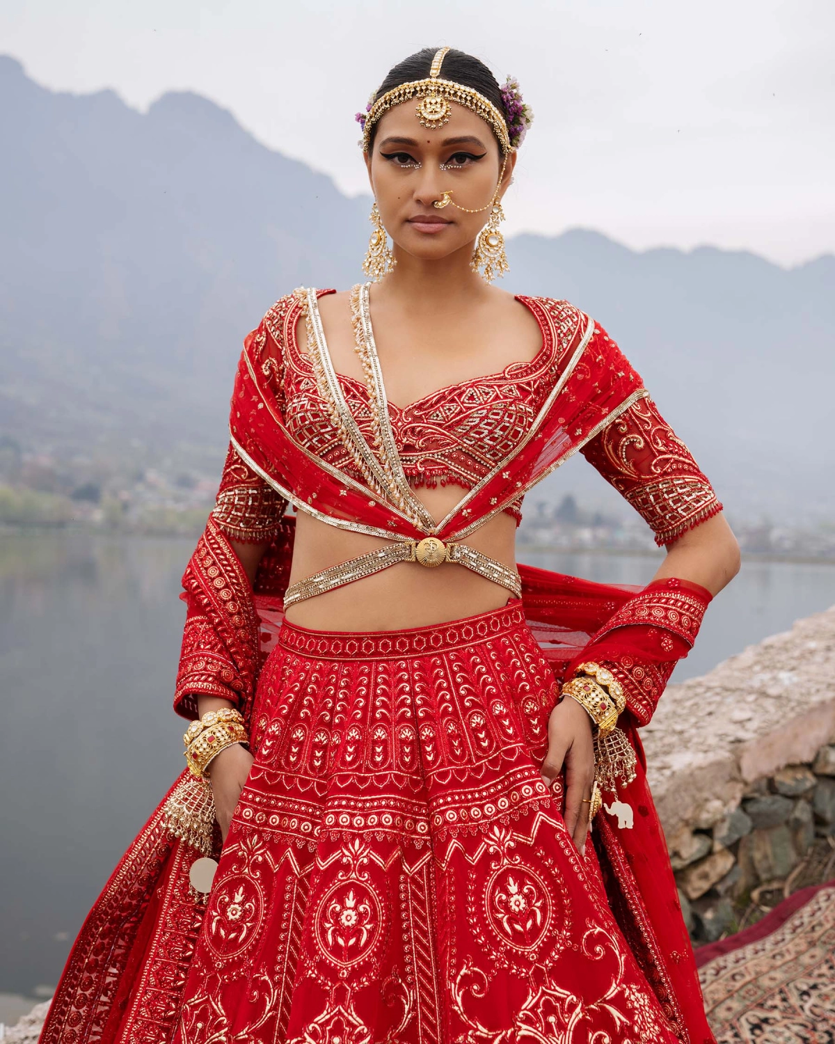 Ellison Red Lehenga Set Featuring Regal And Floral Motifs