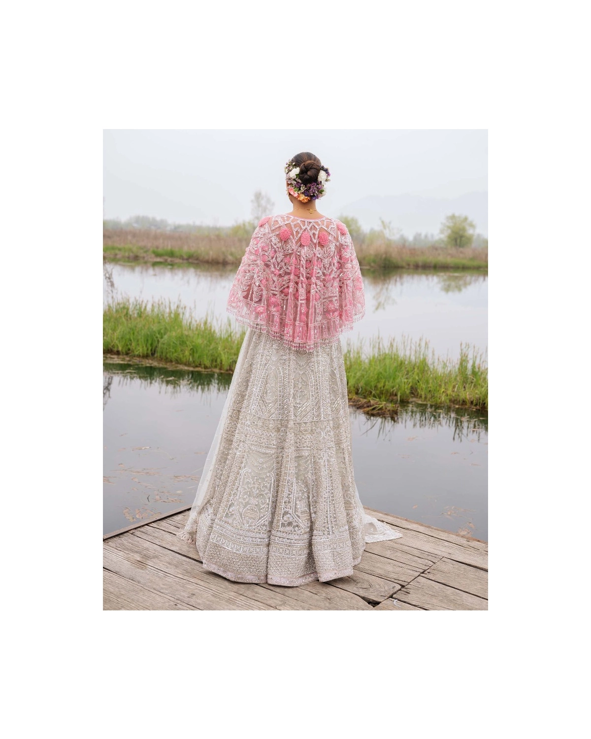 Emmaline Light Grey-based, Silver Lehenga Set With Powder Pink Sequins
