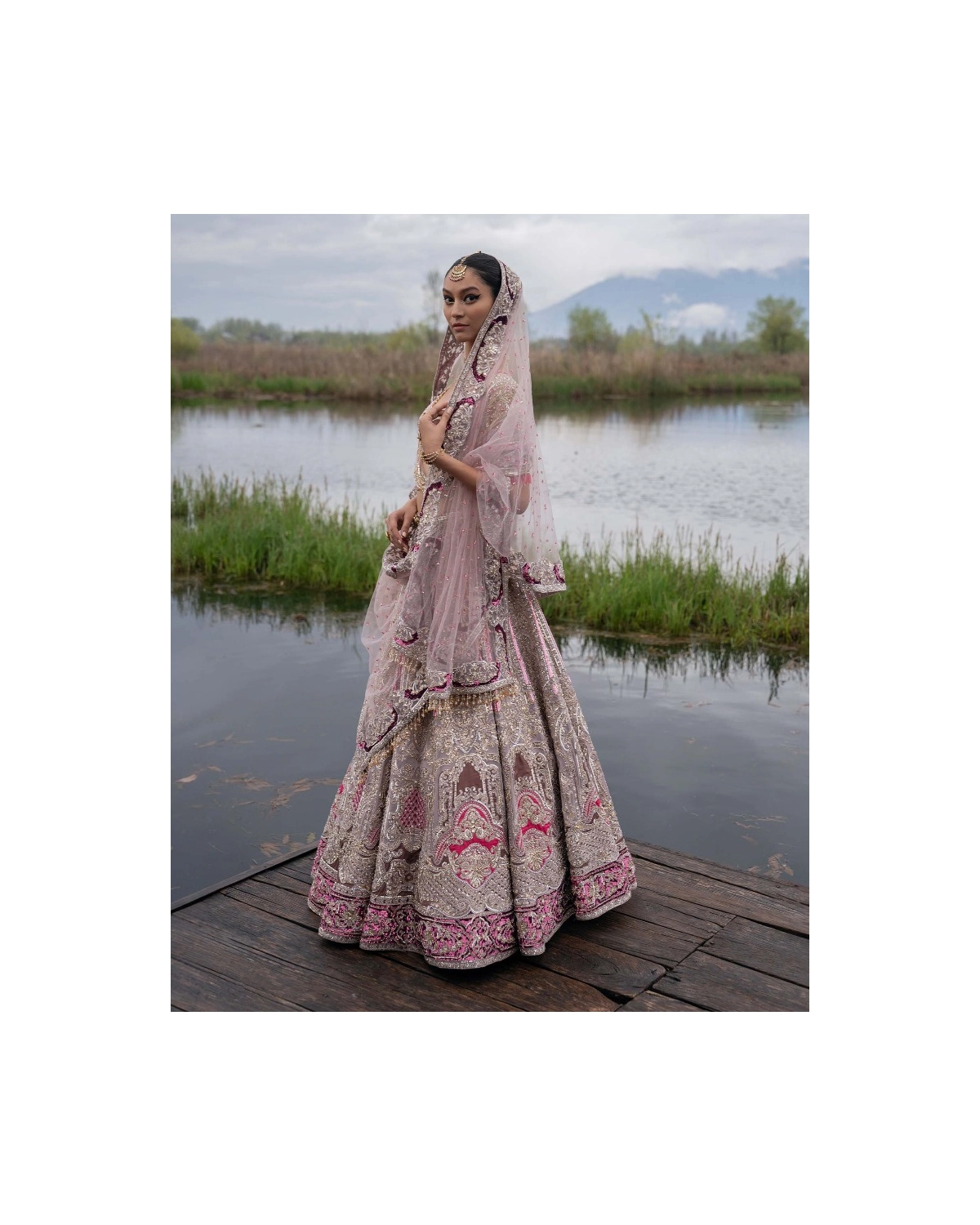 Janessa Cherry Blossom Pink-based, Multicoloured Lehenga Set