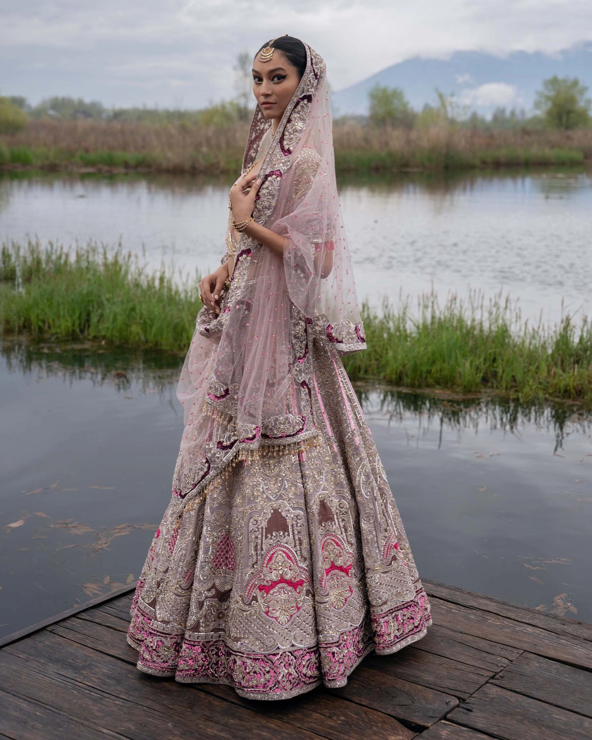 Janessa Cherry Blossom Pink-based, Multicoloured Lehenga Set