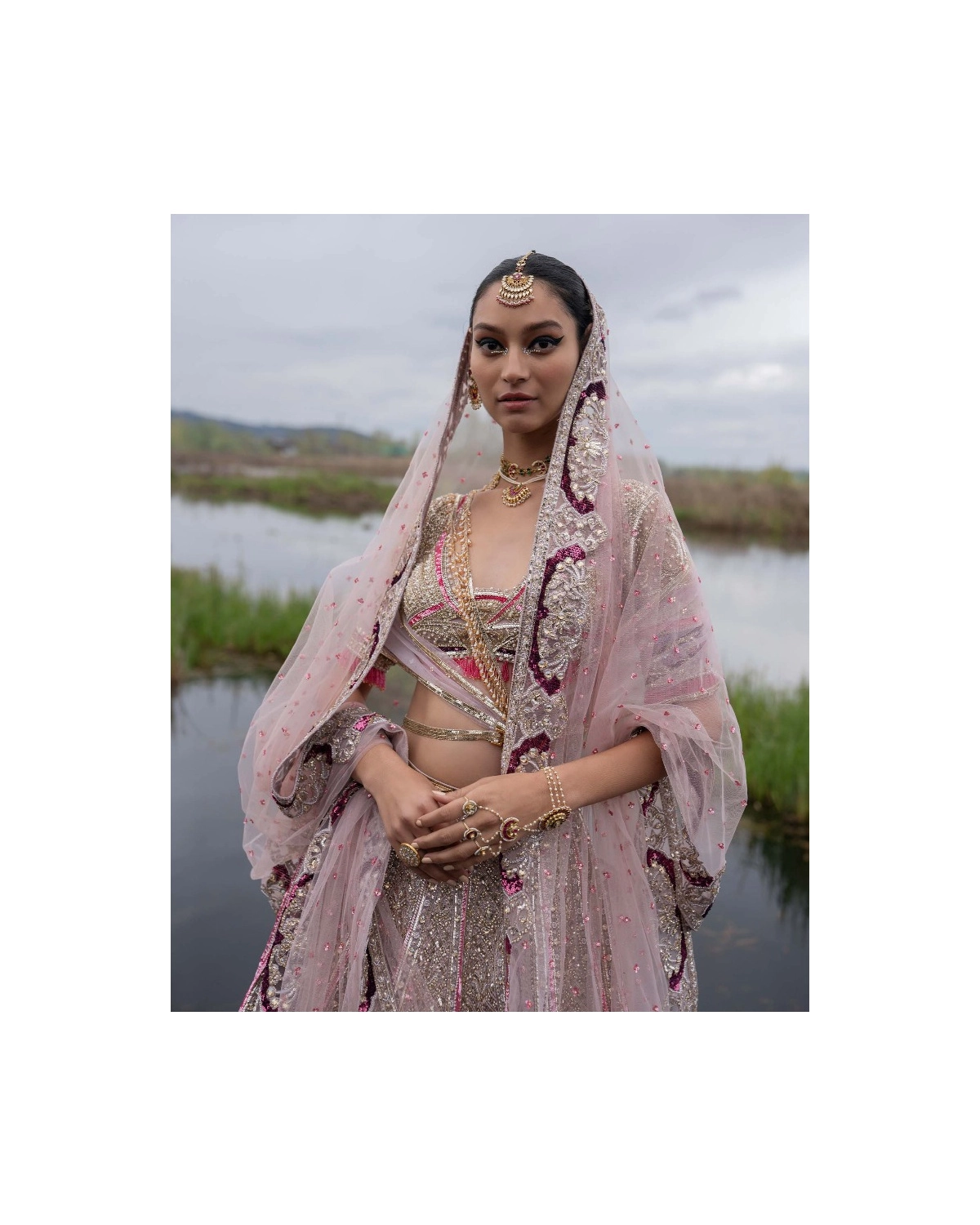 Janessa Cherry Blossom Pink-based, Multicoloured Lehenga Set