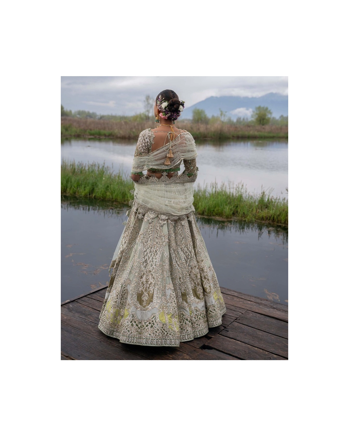 Jada Sage Green-based, Multicoloured Lehenga Set With Sequins