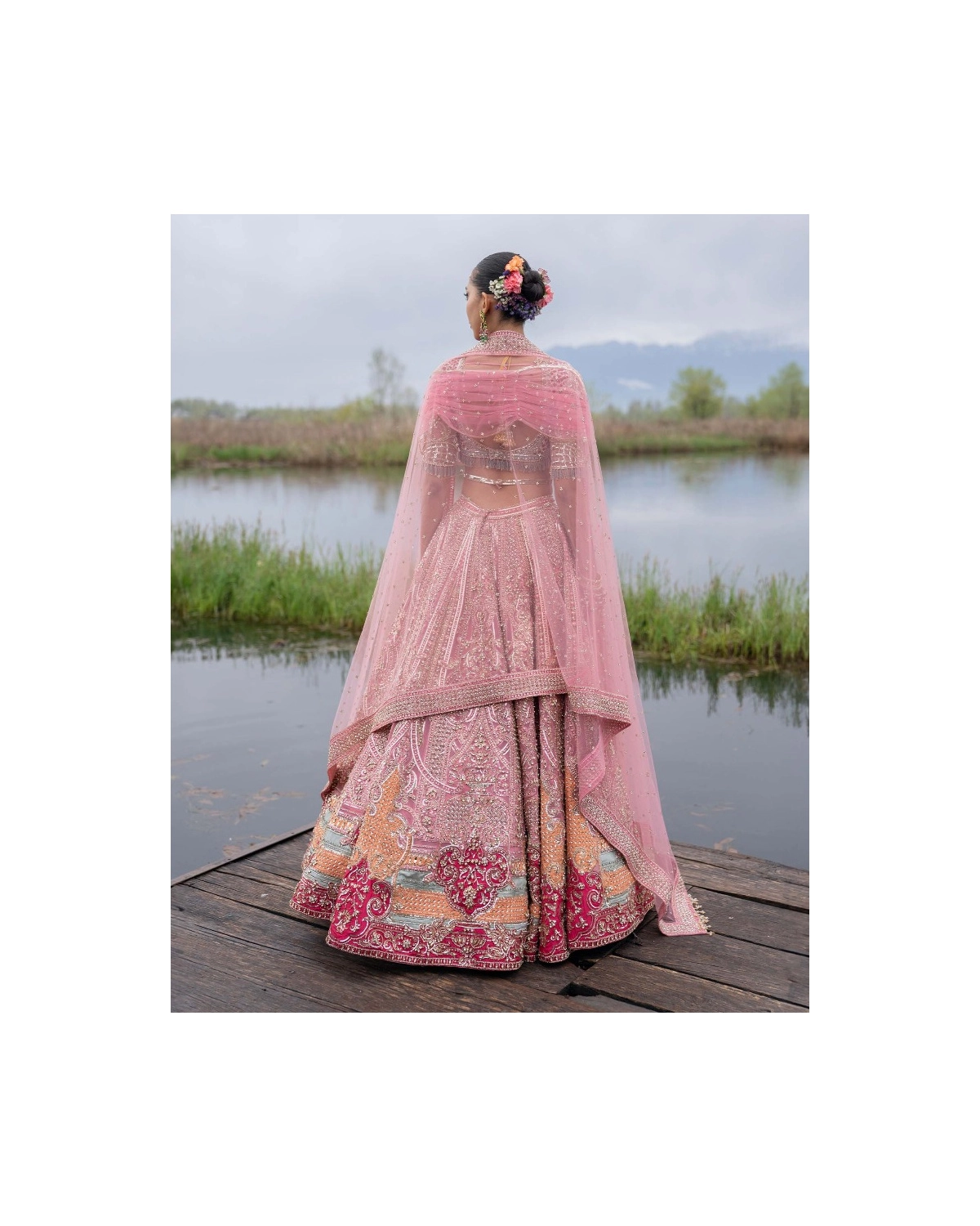 Isla Geranium Pink-based, Multicoloured Lehenga Set
