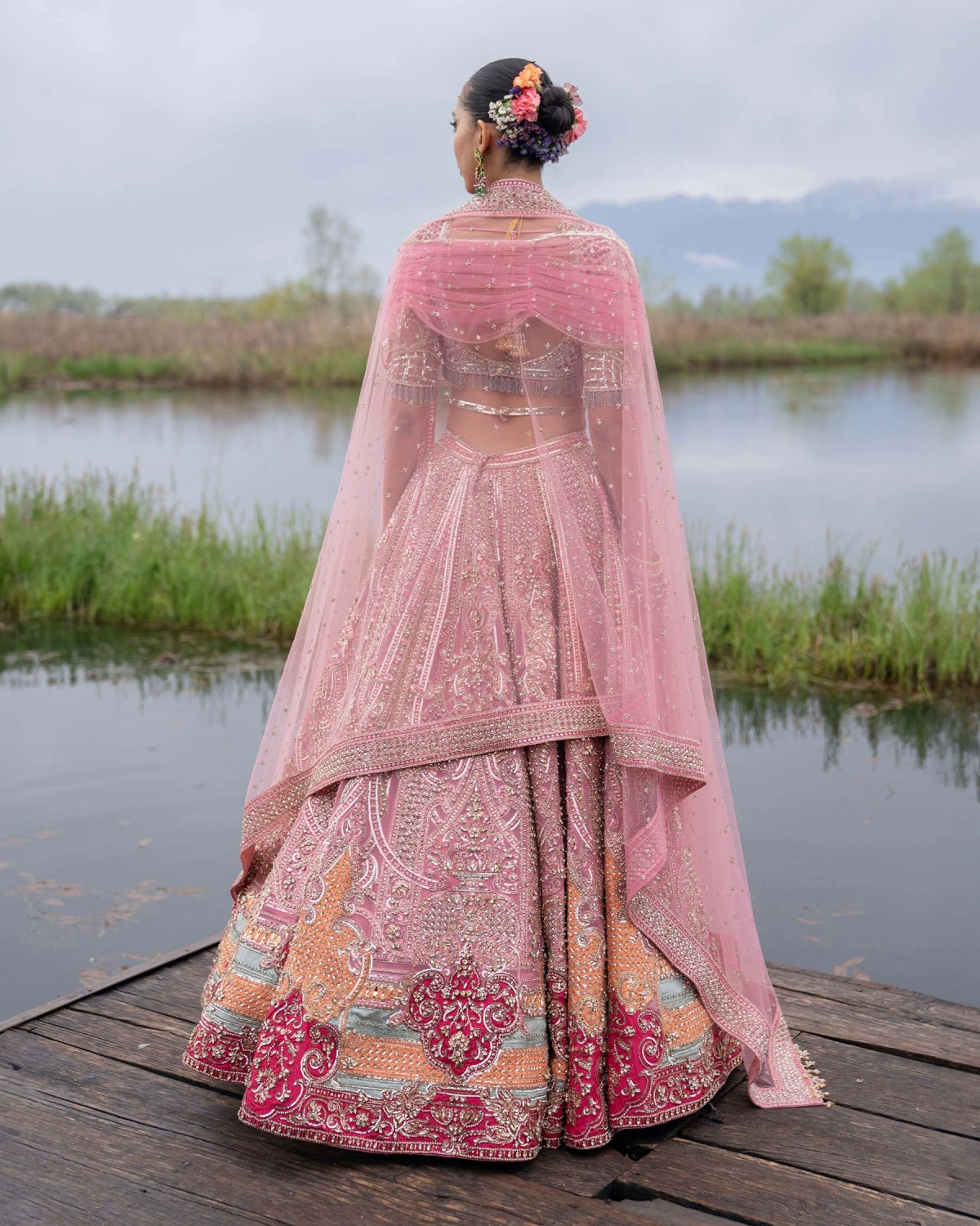 Isla Geranium Pink-based, Multicoloured Lehenga Set