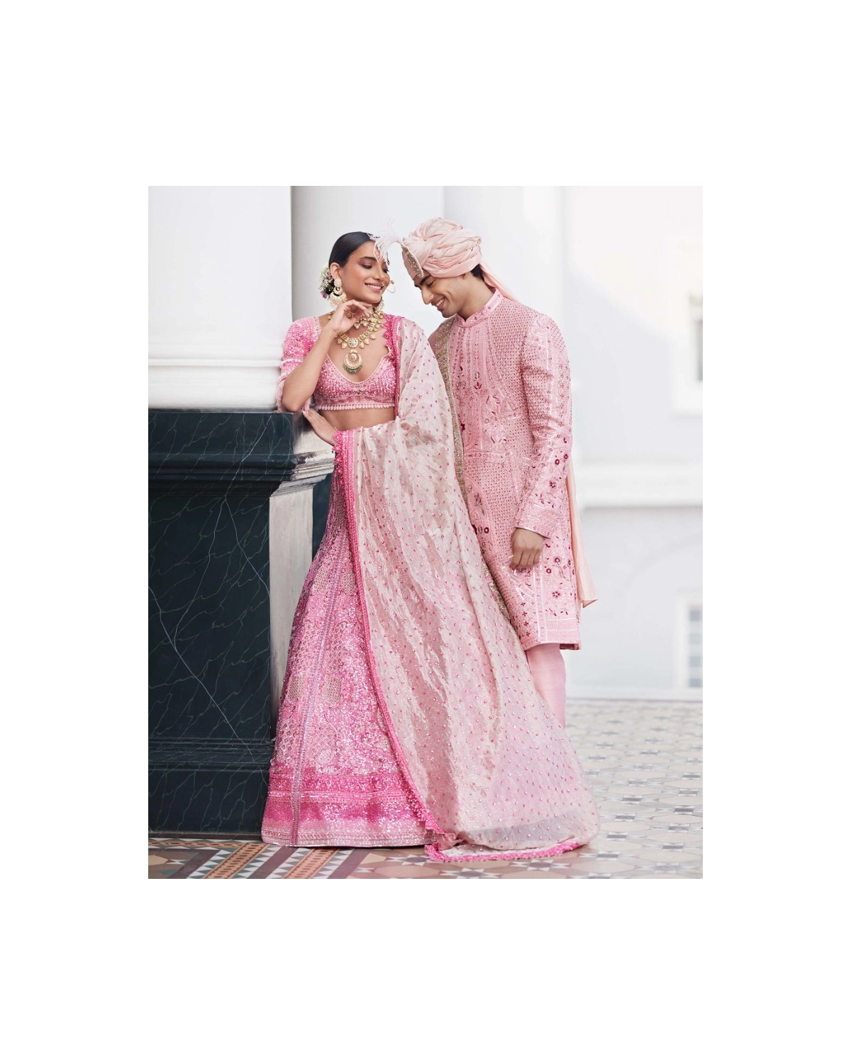 Adelyn Carmine Rose Pink Lehenga Set Skirt Replete With Pink Thread