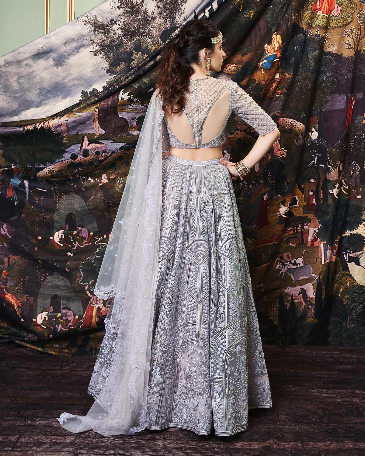 Alicia Light Grey, Tulle Lehenga Set
