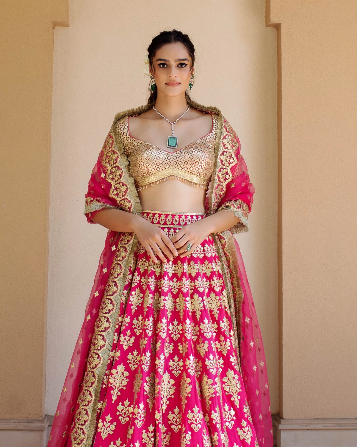 Reine Fuschia Pink Lehenga Set And Blouse