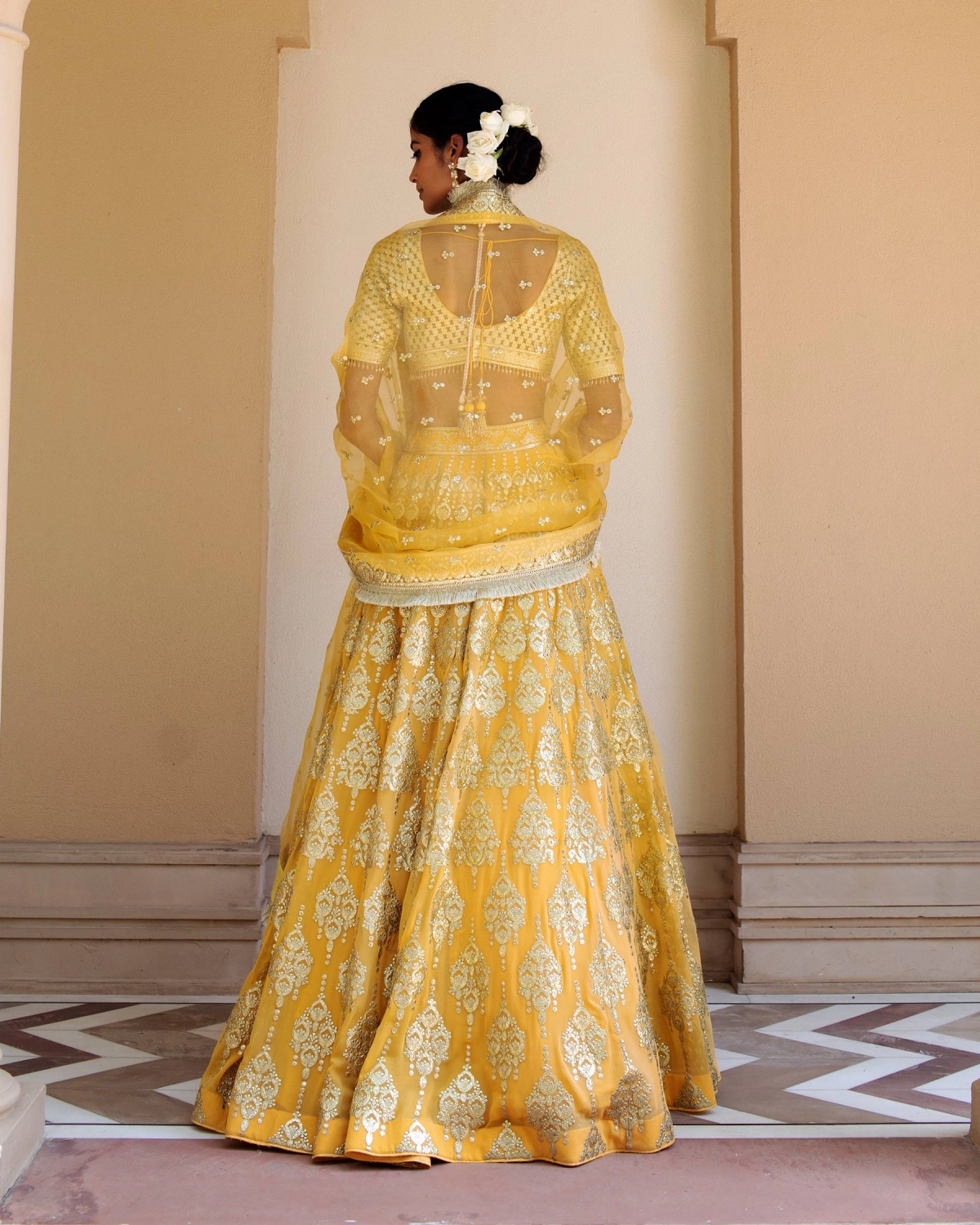 Fabienne Yellow Chrome Applique Lehenga Set Replete With Ethnic Motifs
