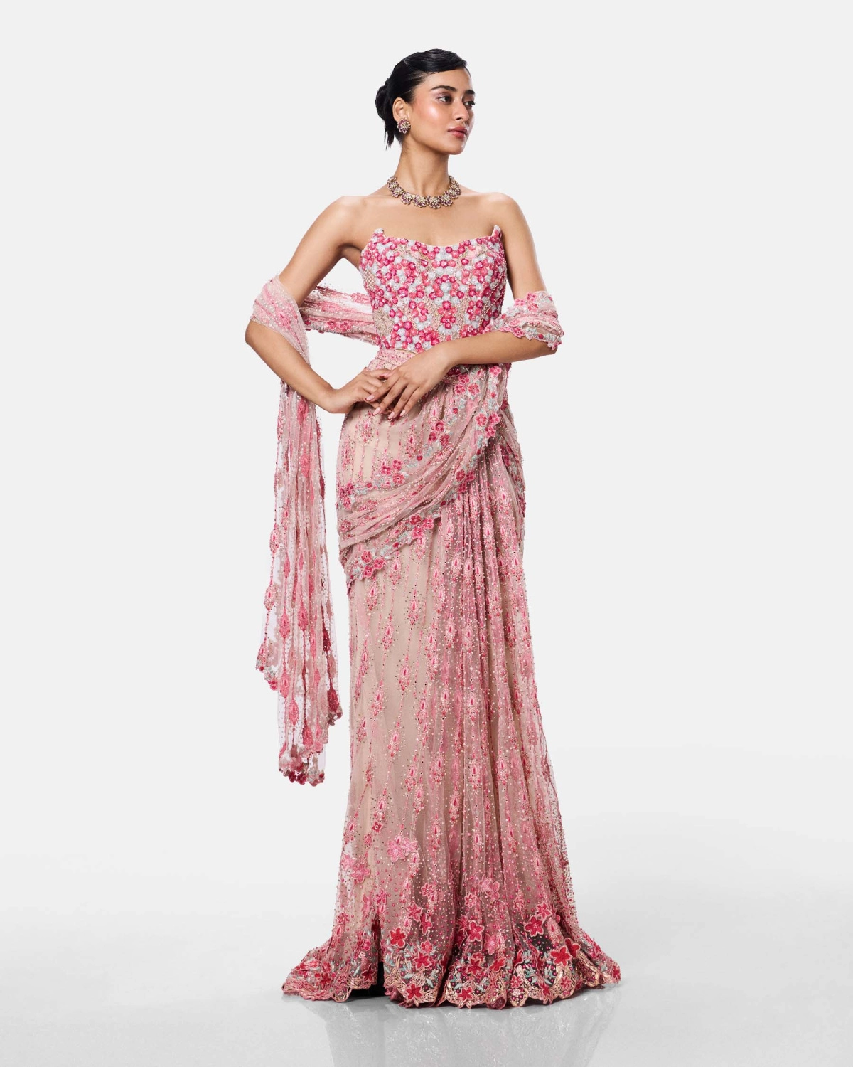 Blush Petal Corset Saree
