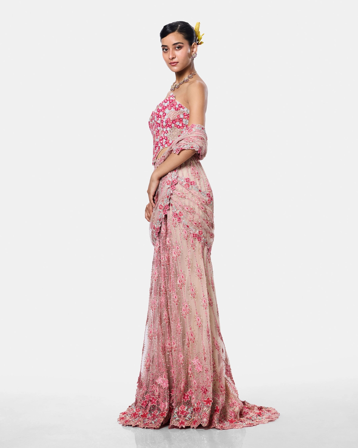 Blush Petal Corset Saree
