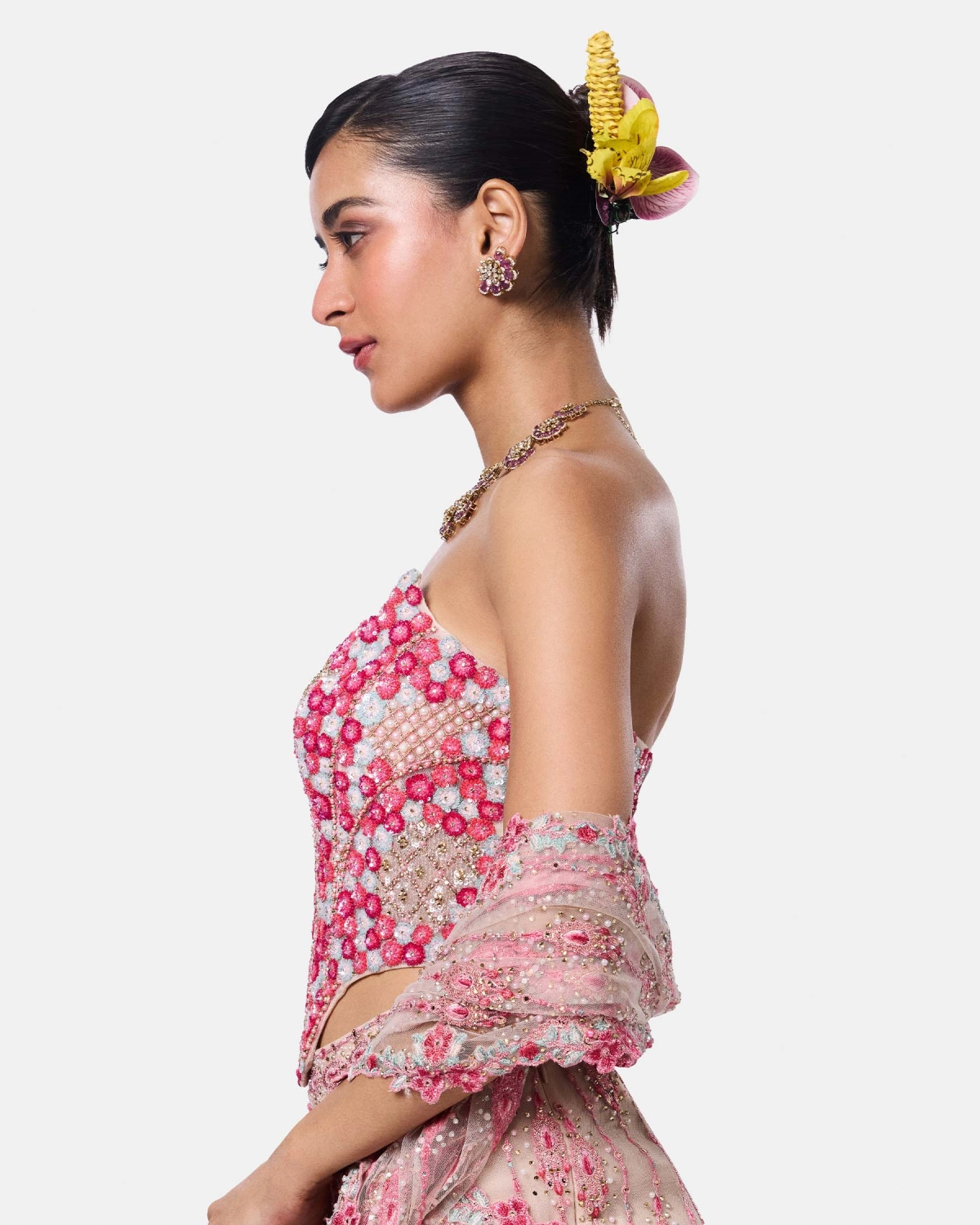 Blush Petal Corset Saree