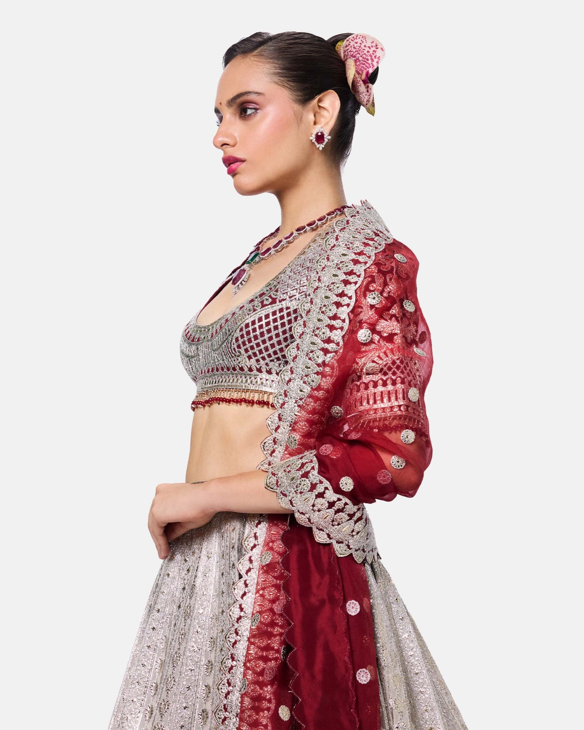 Burgundy Ivory Lehenga