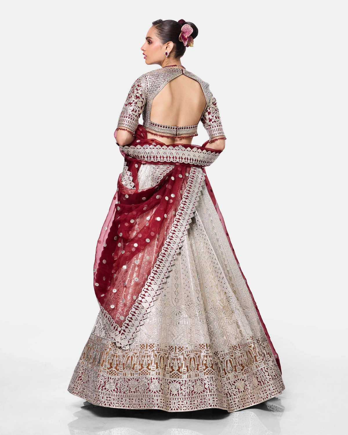 Burgundy Ivory Lehenga