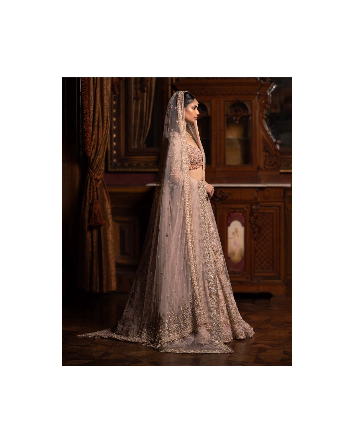 Agathe Dusty Rose Pink Lehenga Set Skirt Replete With Intricate Embroidery