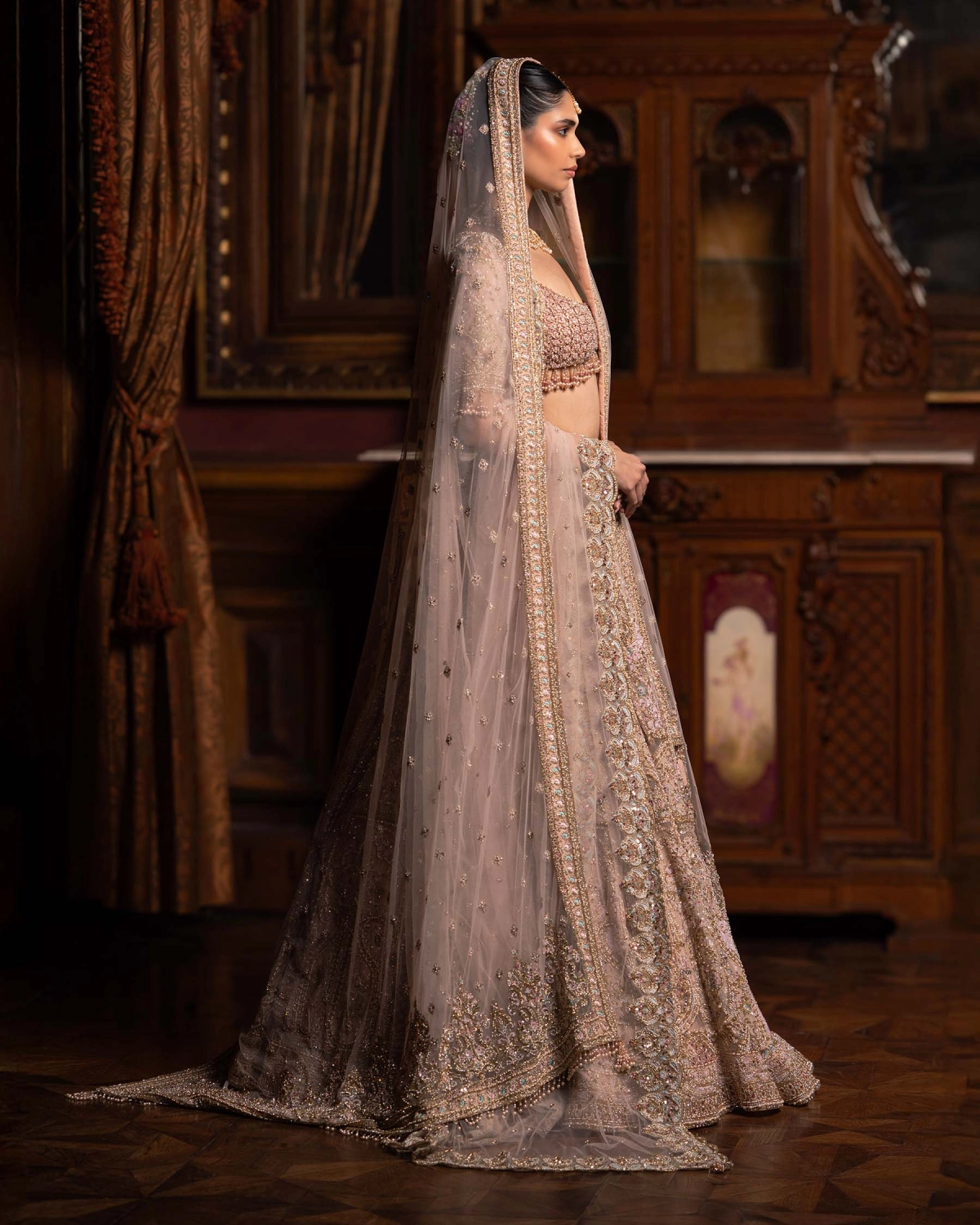 Agathe Dusty Rose Pink Lehenga Set Skirt Replete With Intricate Embroidery