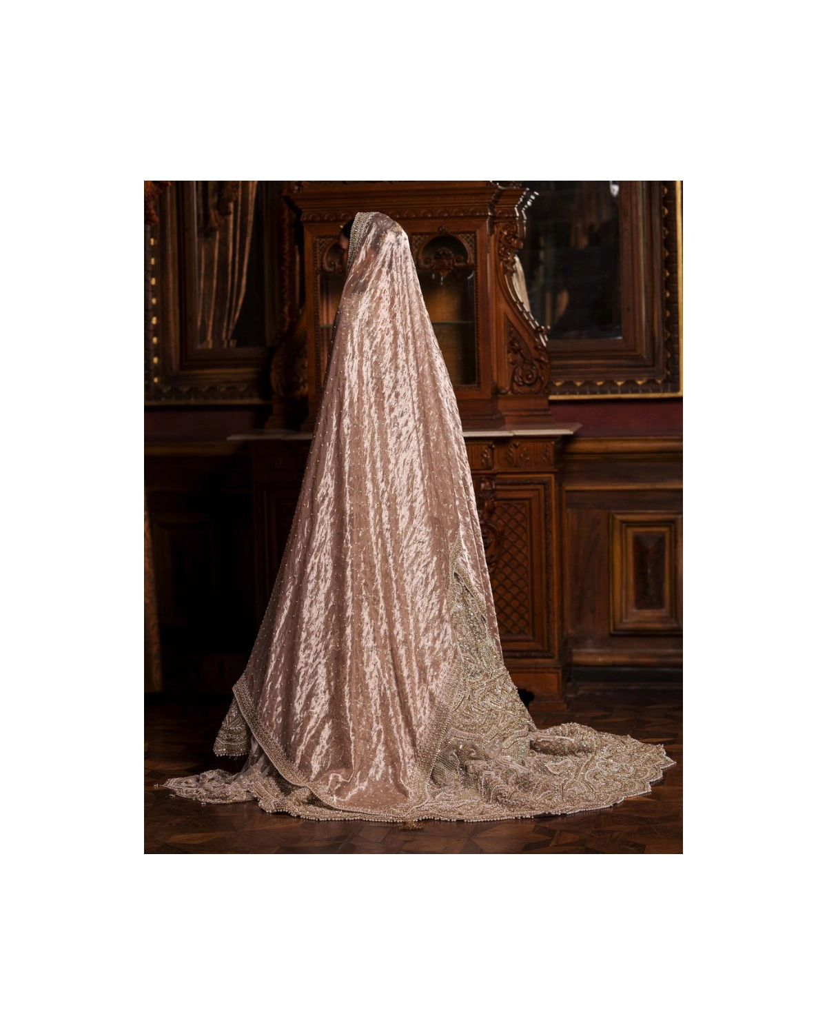 Alexandrine Faded Powder Pink-based Lehenga Set With Pearl Tassel Detailing