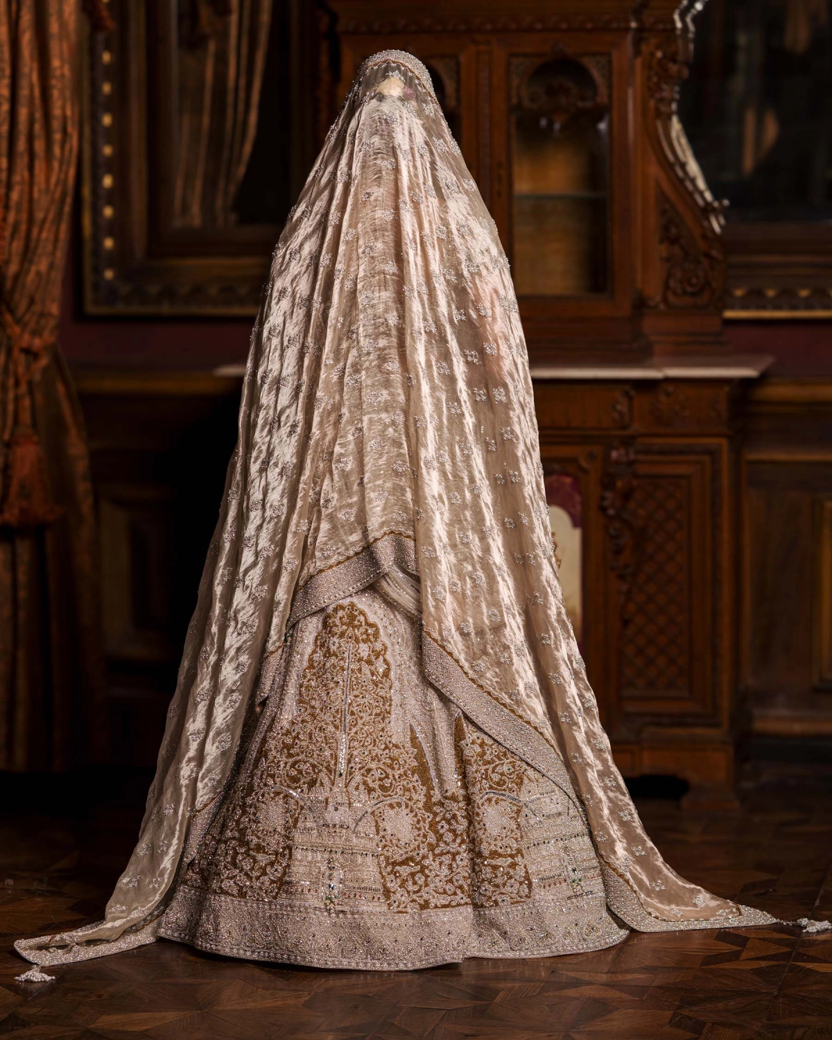 Daisy Beige & Golden Lehenga Set With Intricate Embroidery