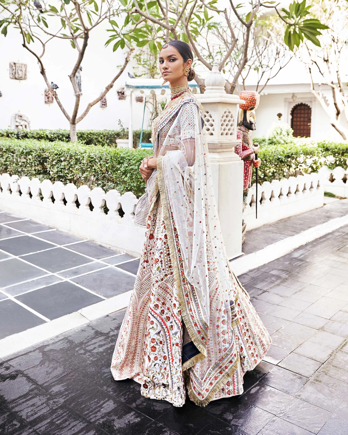 Eeshta Off-white Raw Silk Lehenga Set Embroidered With Multicolored Silk