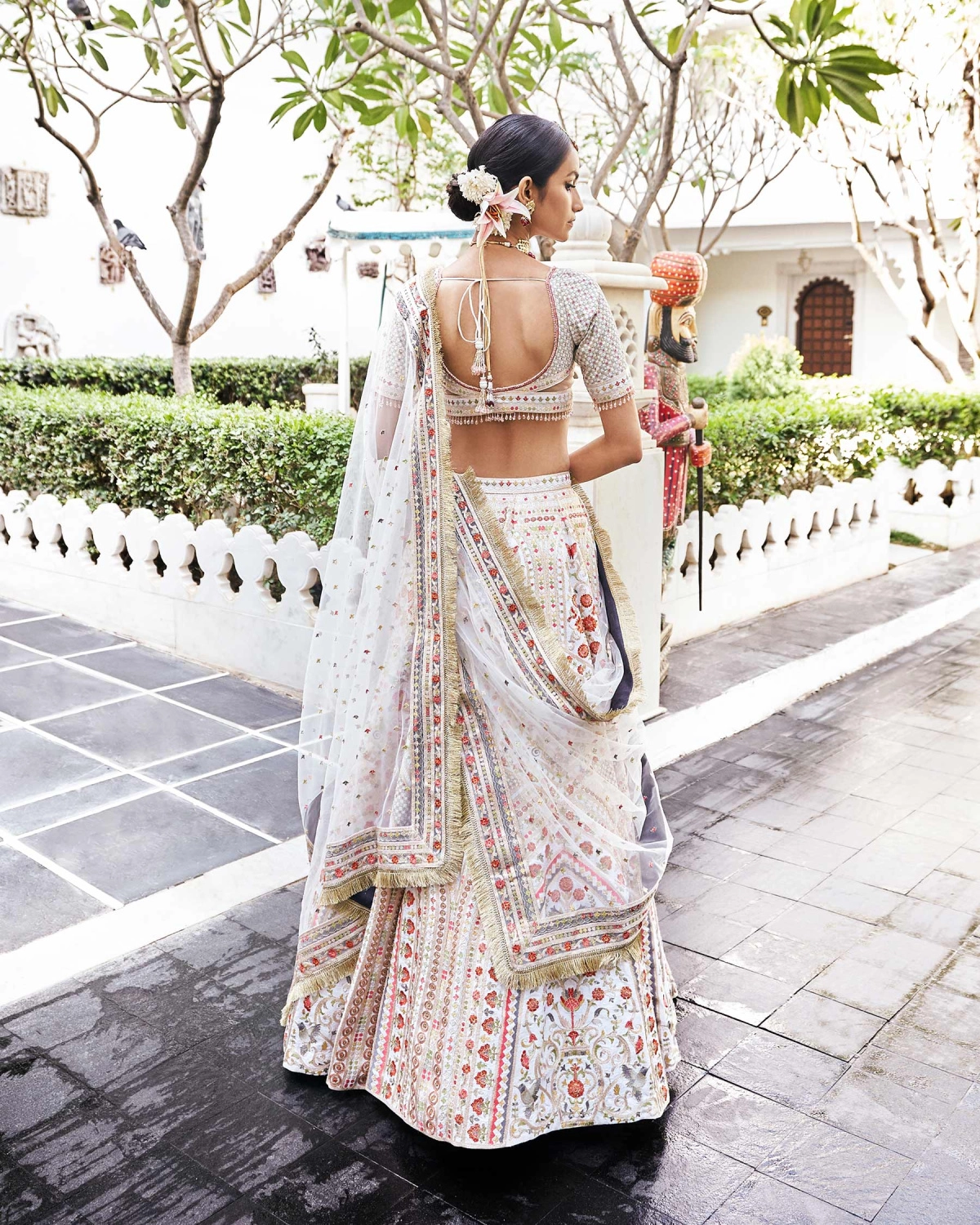 Eeshta Off-white Raw Silk Lehenga Set Embroidered With Multicolored Silk