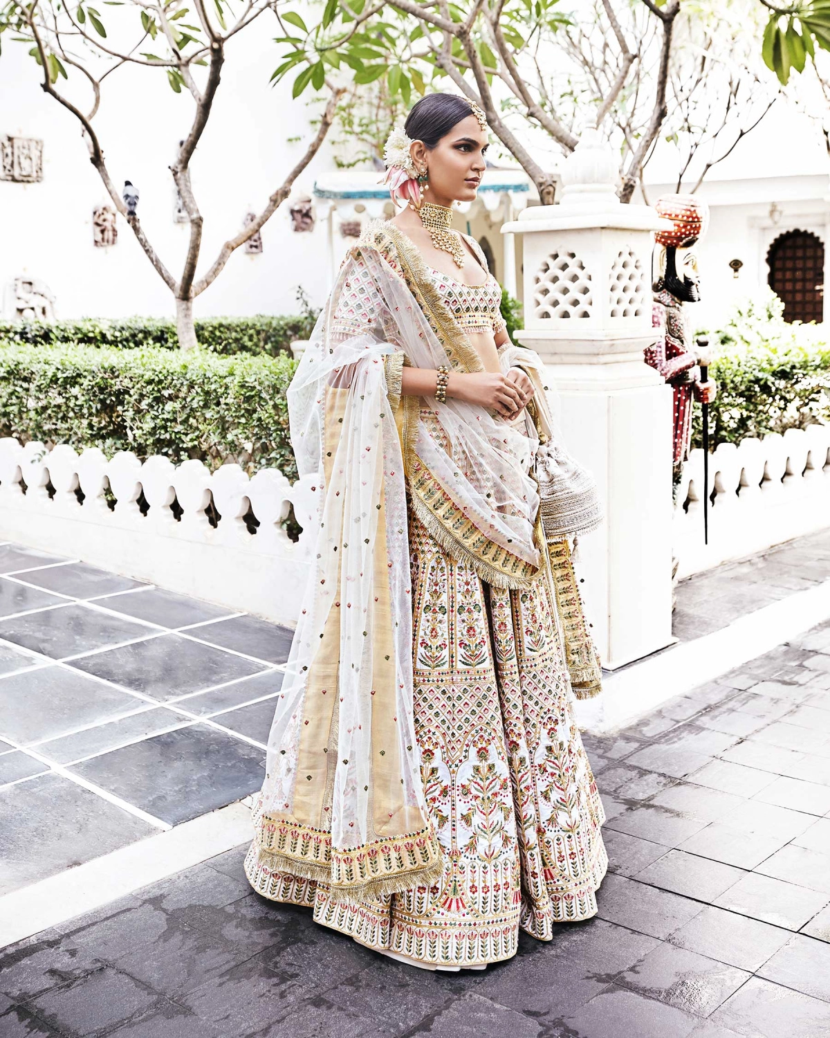 Eshaani Off-white Raw Silk Embroidered Lehenga Set