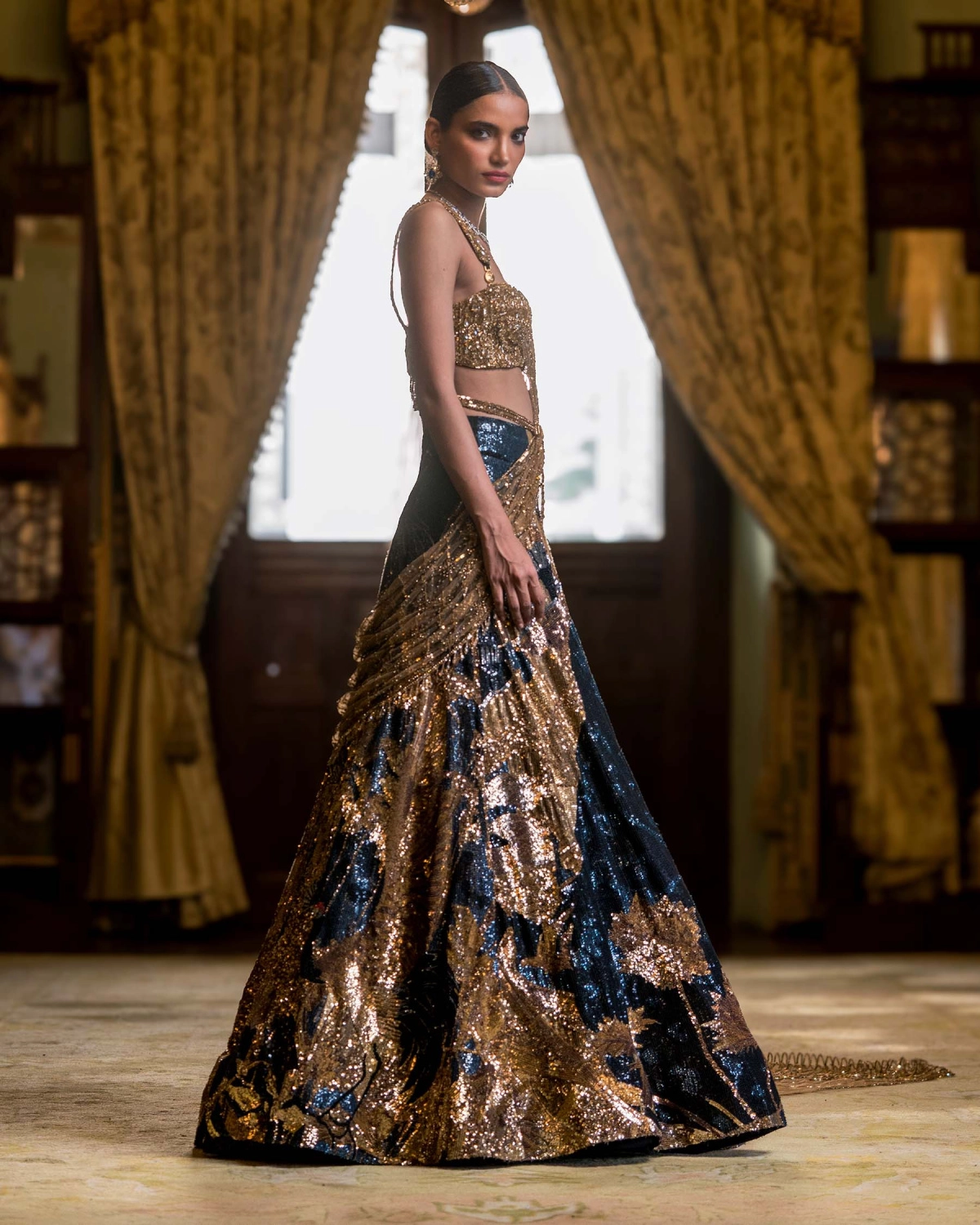 Clemence Dark Golden Lehenga Set