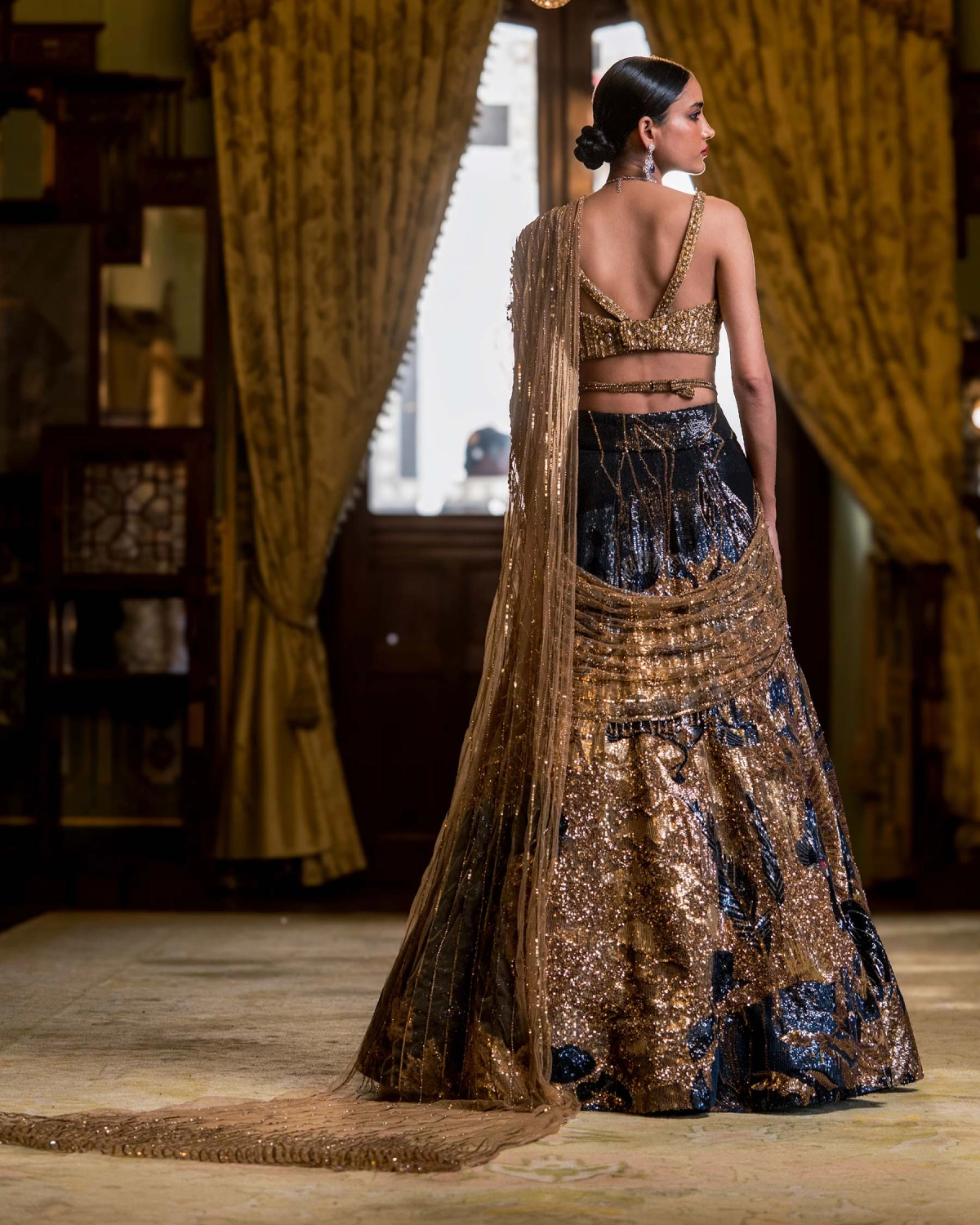 Clemence Dark Golden Lehenga Set