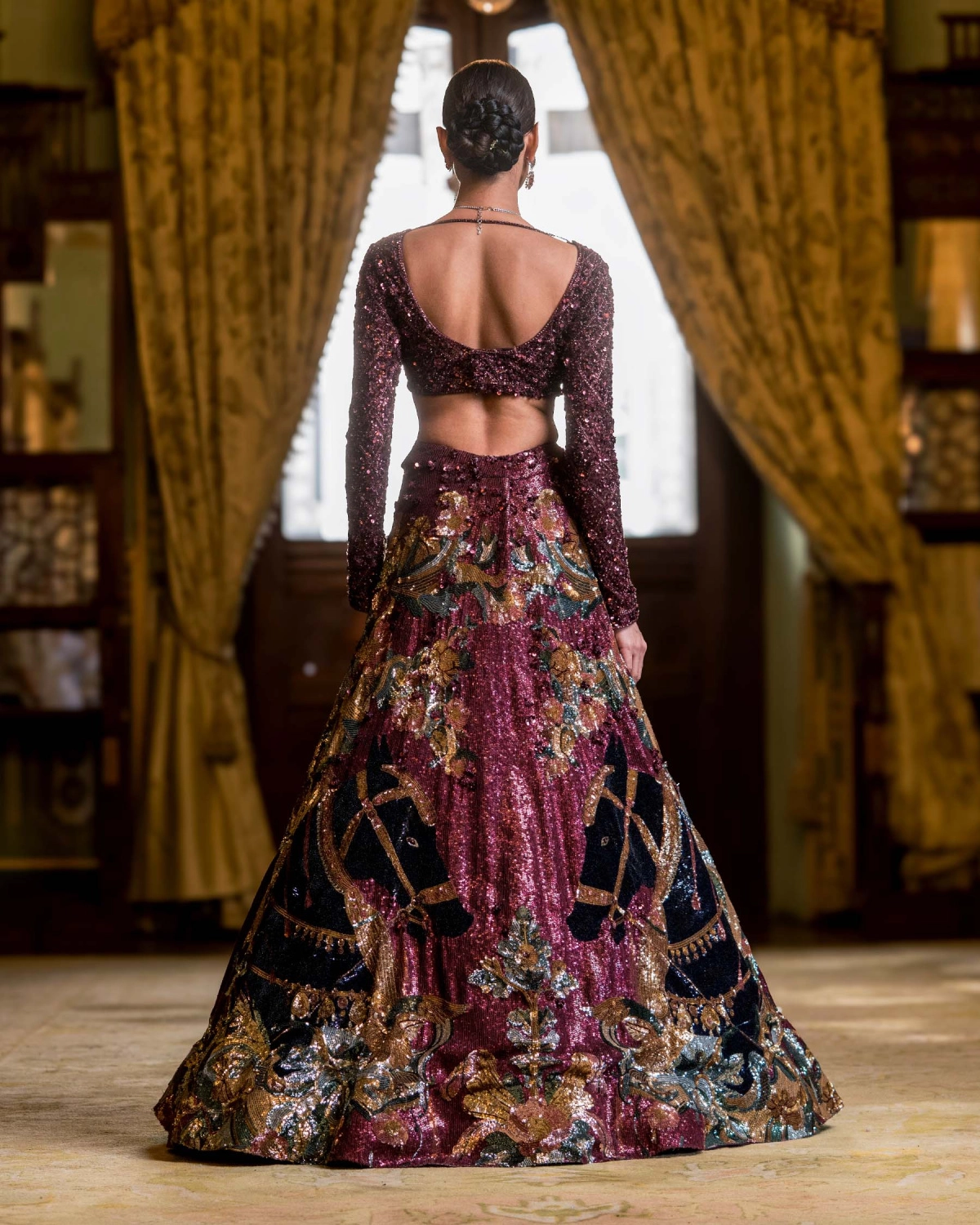 Aude Maroon Lehenga Set