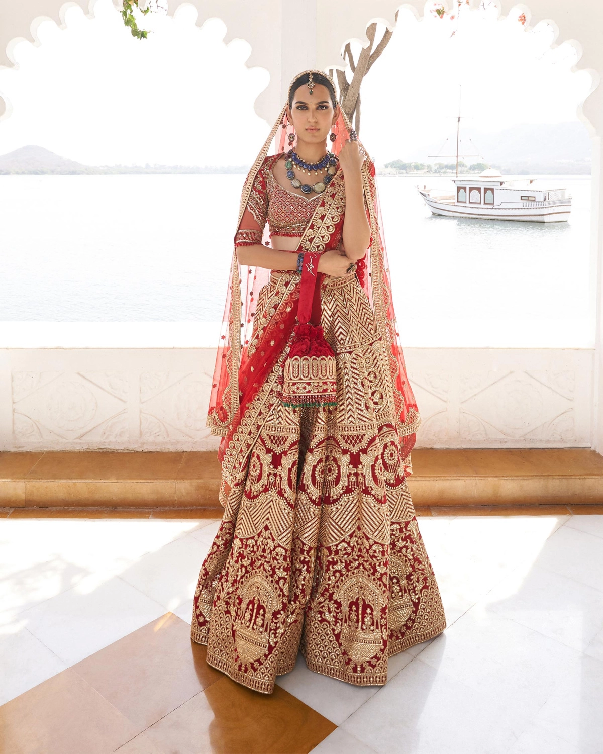 Anvi Red Chrome Applique Lehenga Set With Silk Threads