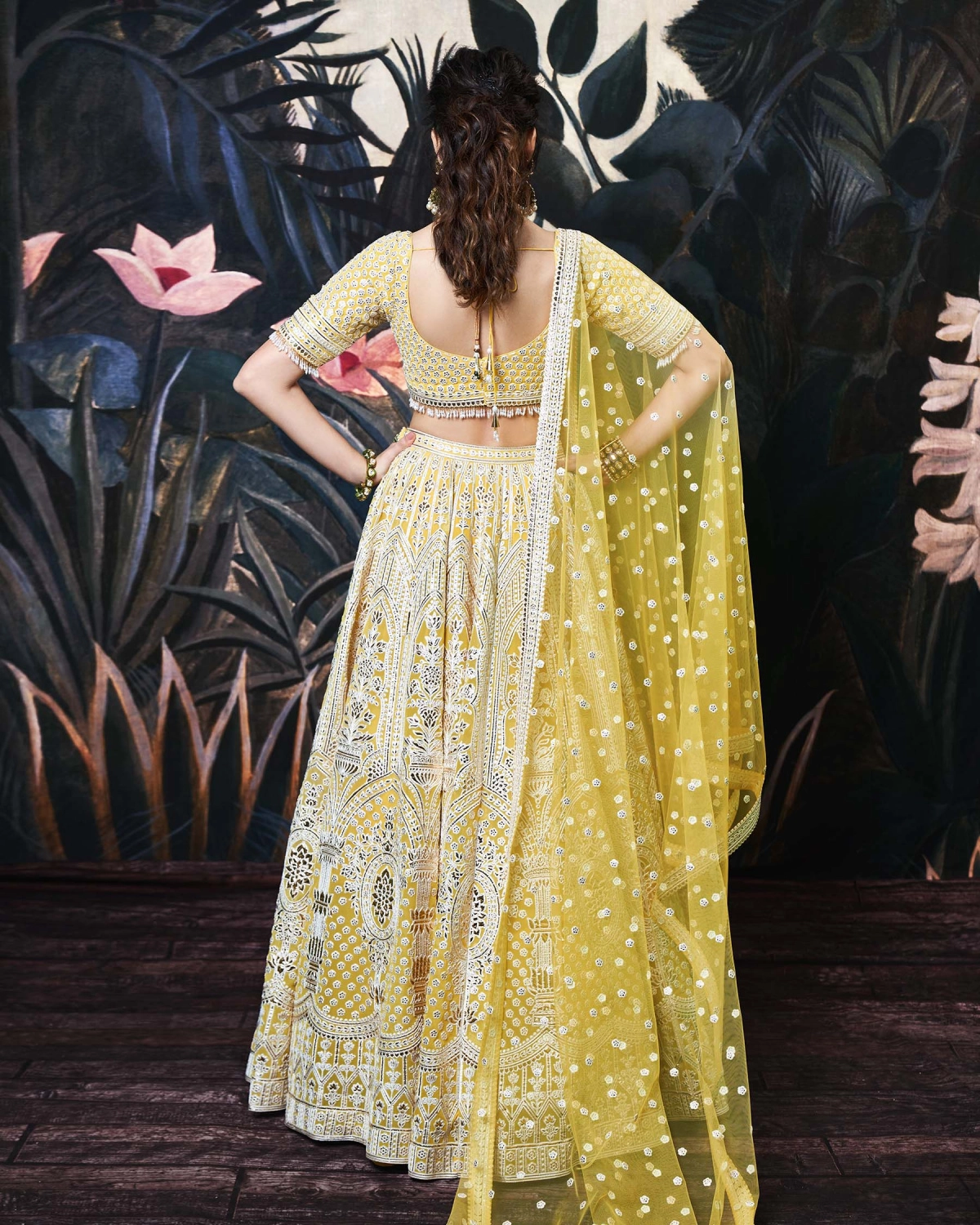 Harlow Yellow Lehenga Set With Gold Foil Work