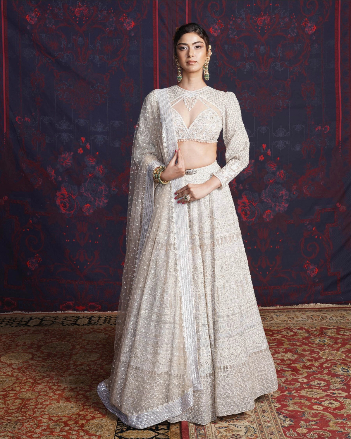 Patricia Beige-based, Ivory Lehenga Set With A Dupatta
